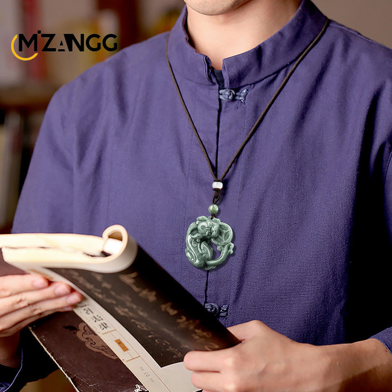 Natural Emerald Money Pixiu Pendant Necklace Jewellery Hand-Carved Fine Jewelry Men Women Accessories Amulet Gift