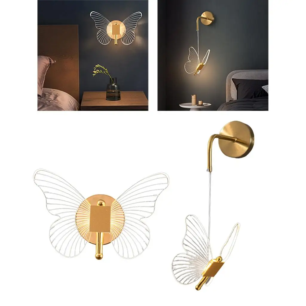 Acrylic LED Butterfly Wall Lamp Interior Indoor 3 Light Colors Modern  Sconce Night Lights for Living Room Stair   Hallway