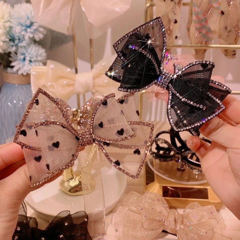 Mode neue Frühlings clip Bögen Strass Haars pangen Luxus Kopfschmuck High-End Haarnadel Kopf bedeckung für Mädchen Braette Pince Cheveux – Detail 2