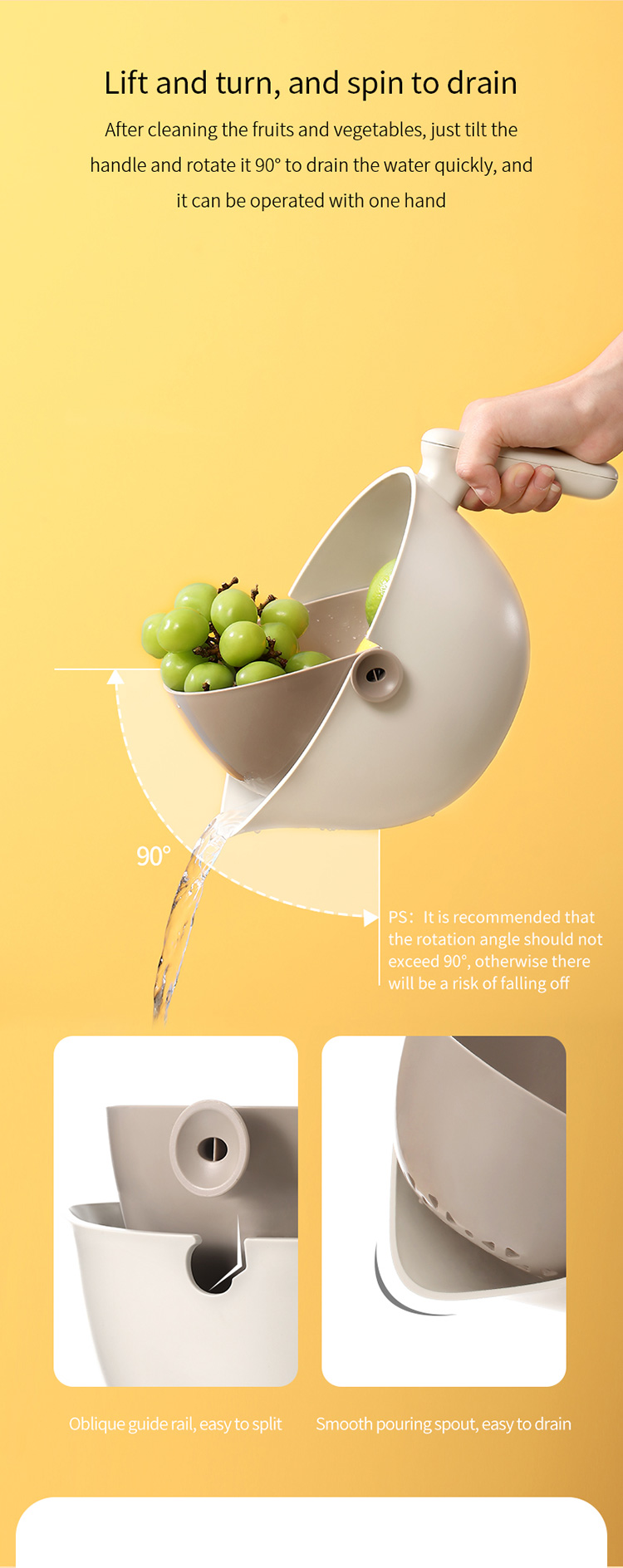 Gadgetoo Fasola Double Layer Drain Basket For Food Vegetable Fruit Plastic Storage Basket