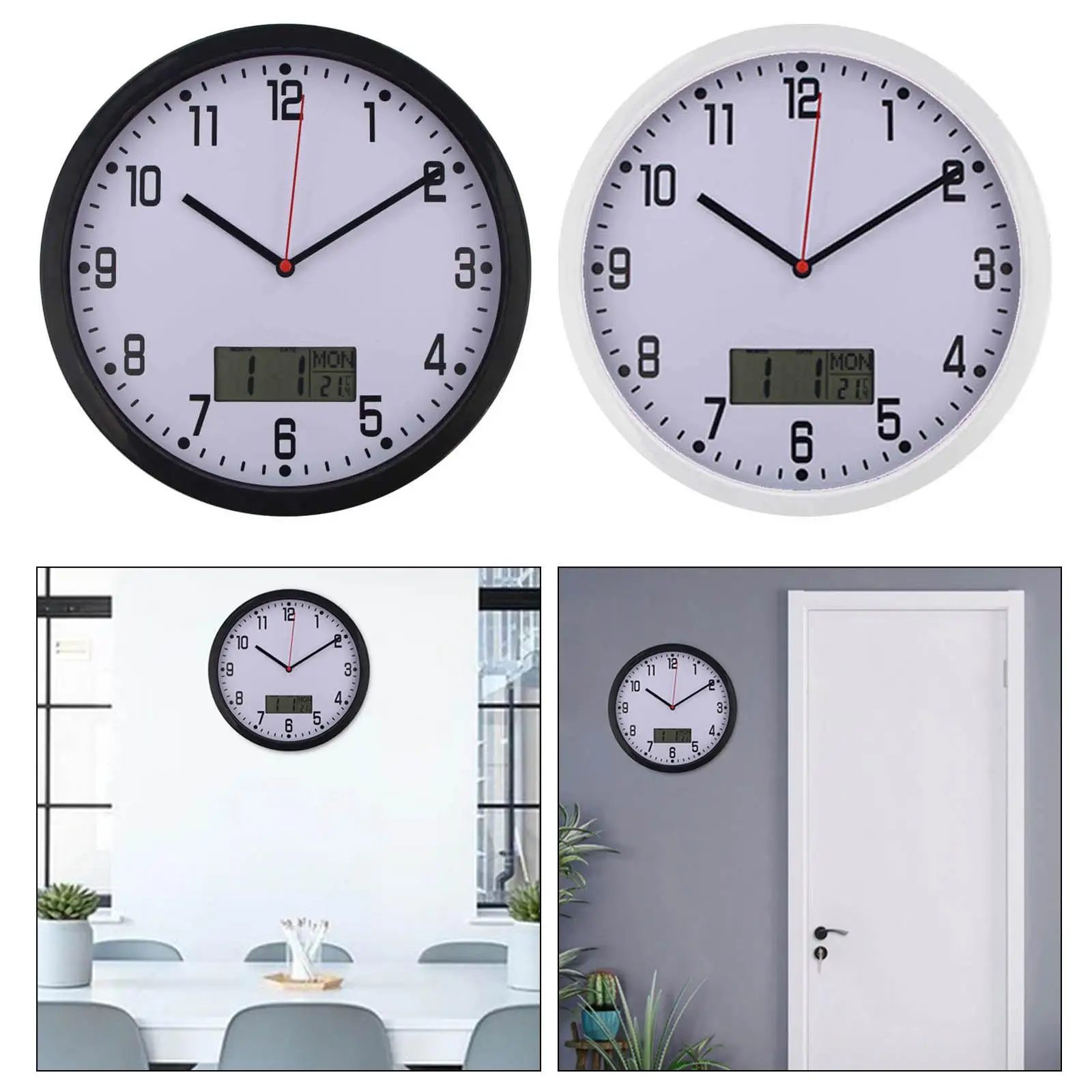 Modern Minimalist Wall Clock with Date And Temperature Large Display Clocks