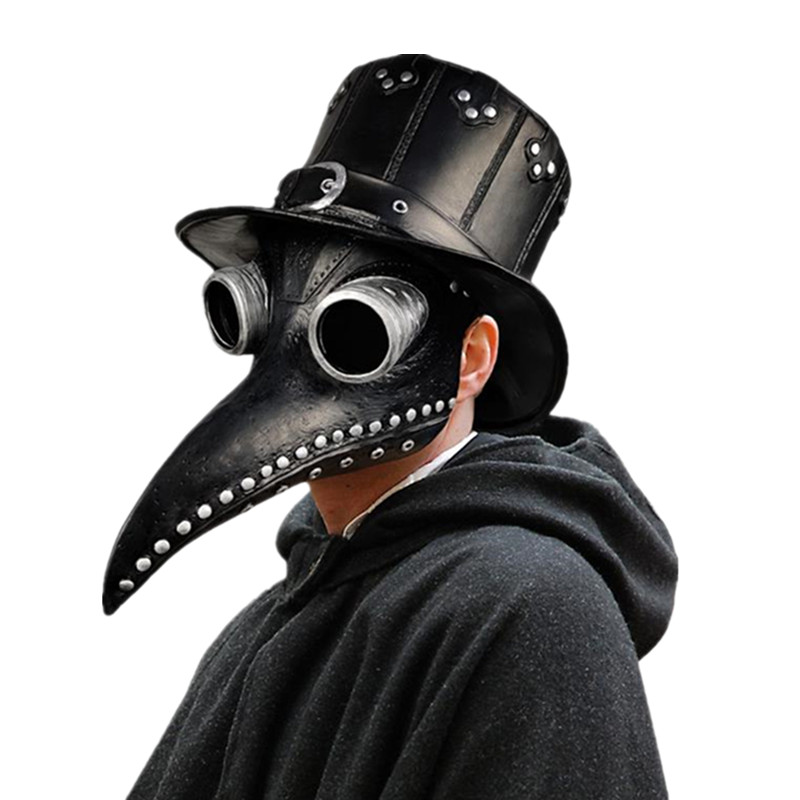 Schwarze Gummi Pest Arzt Maske, Halloween lange Nase Vogel Beek Steampunk Gas Latex Gesichts maske, Cosplay Requisite für Kinder und Erwachsene – Detail 1
