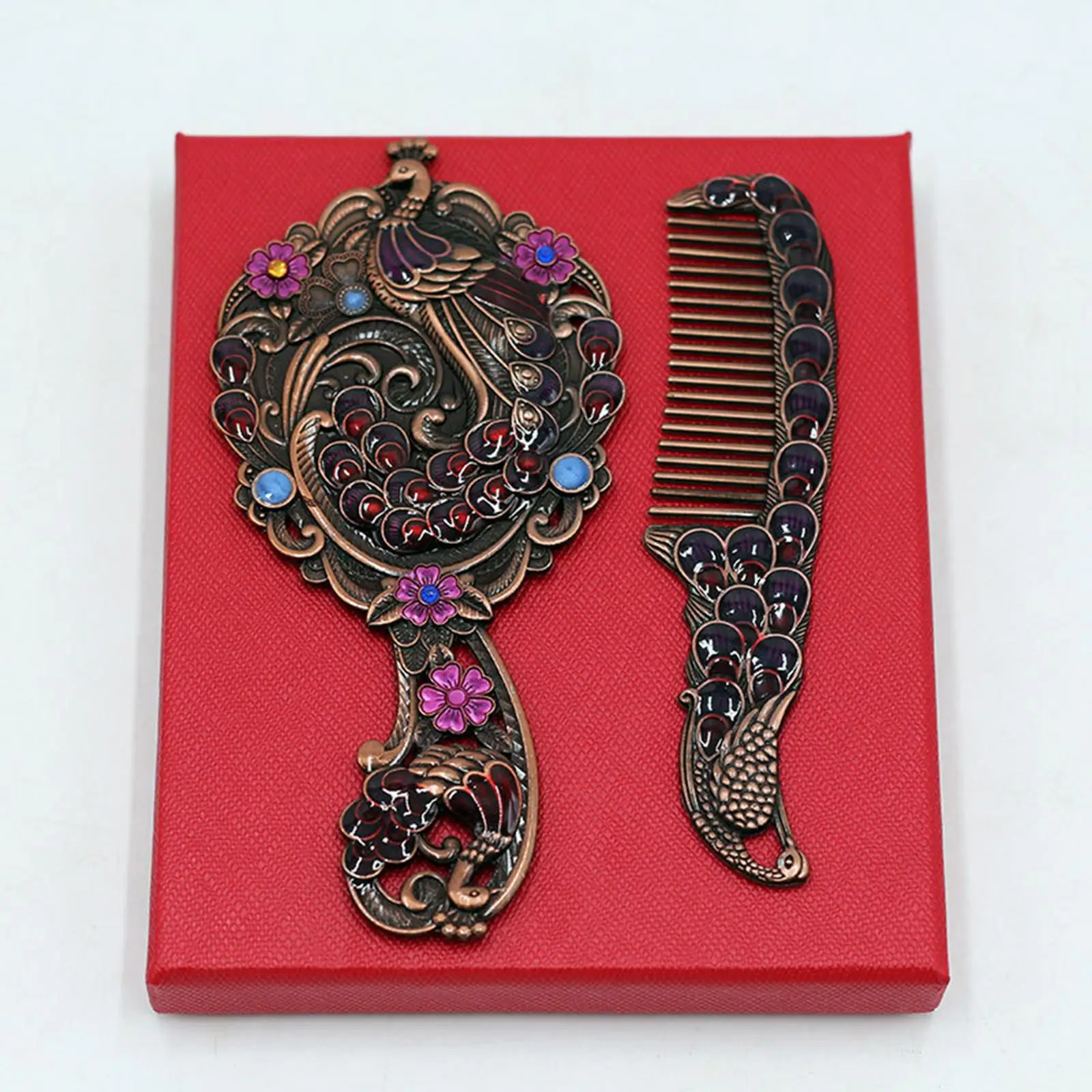 Retro Embossing Oval Make  Hand Held Comb Set Russian Style