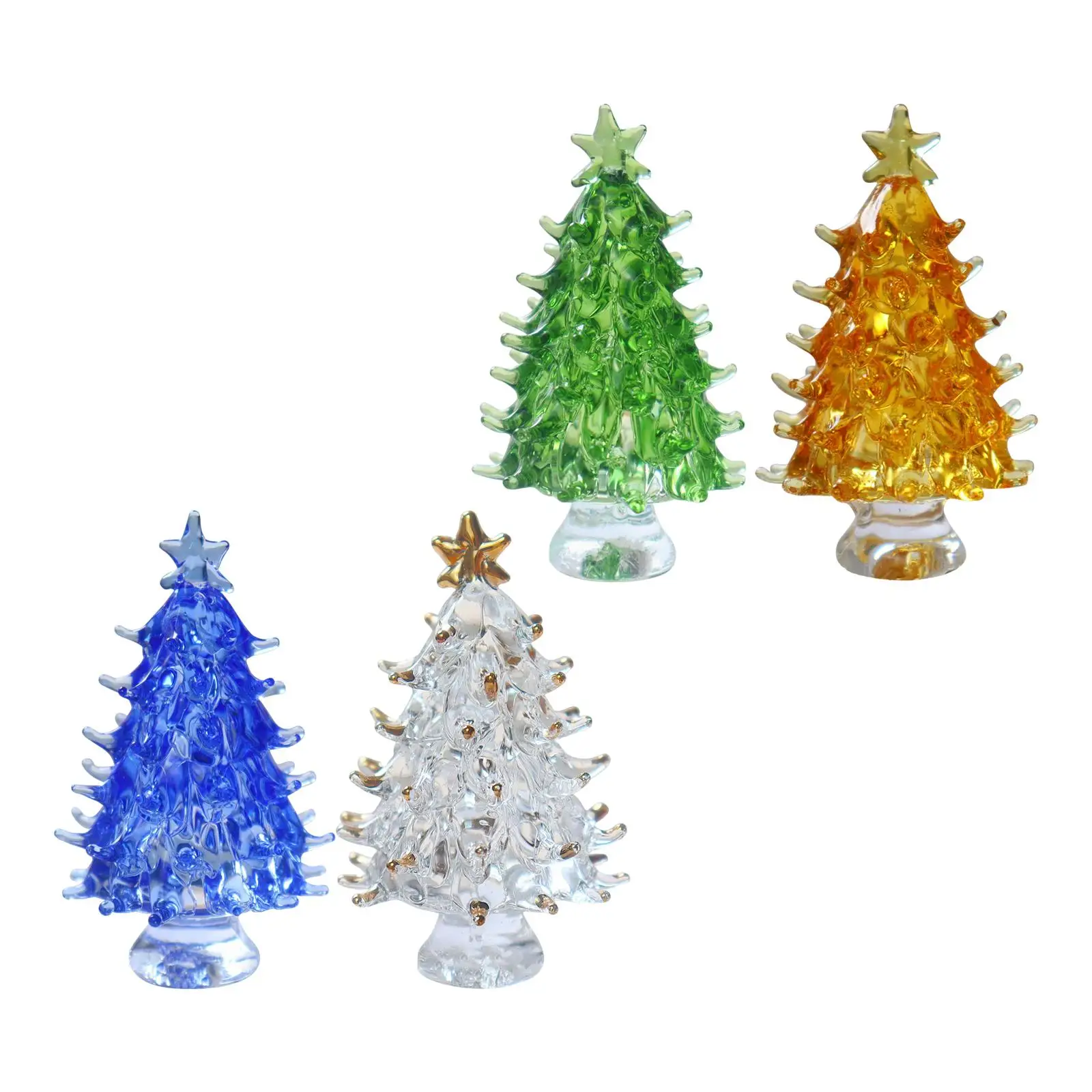 Small Crystal Christmas Tree Figurine Ornament for Christmas Holiday Decor