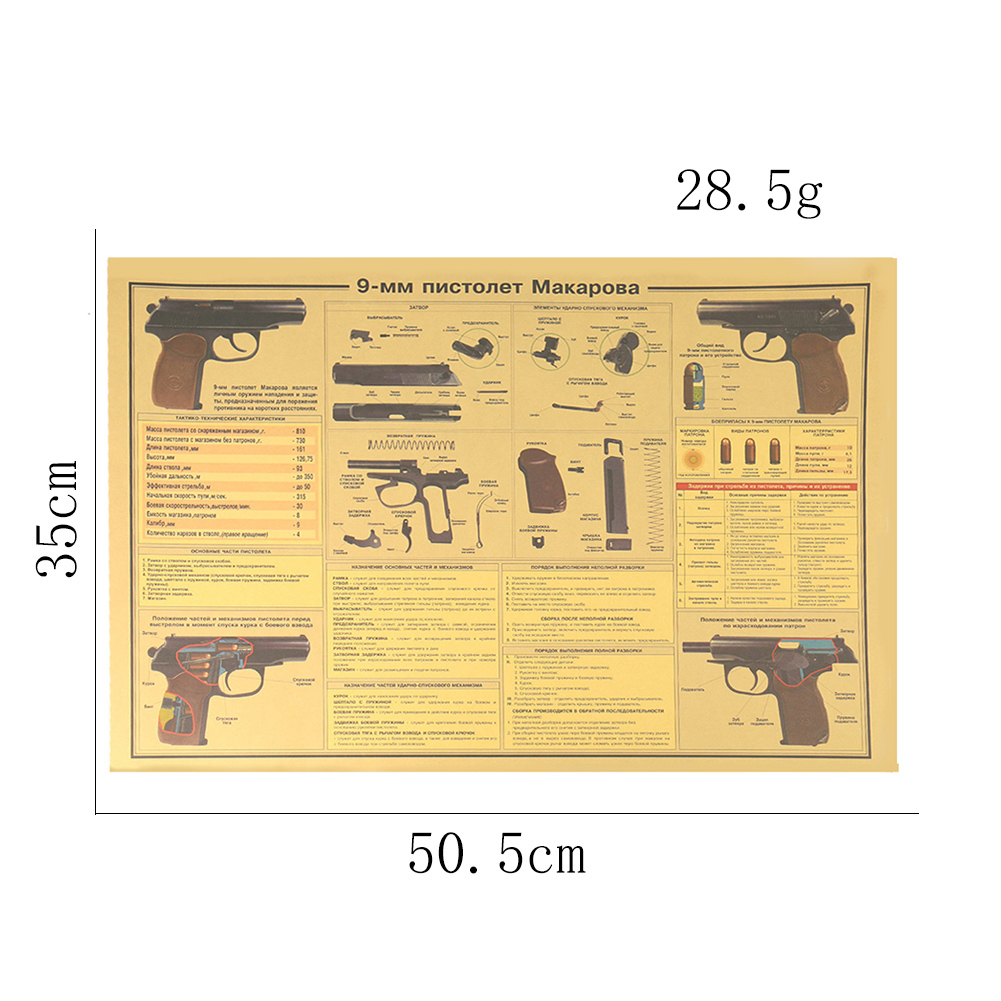 Пистолет с HD-печатью, чертежи для сборки, схемы в стиле ретро, постер из  крафт-бумаги для спальни, бара, кафе, дома, гостиной, Настенный декор |  AliExpress