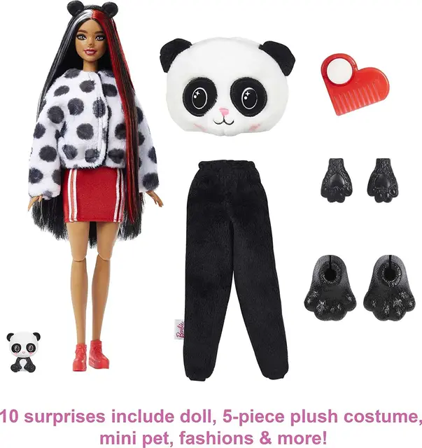 Barbie Cutie Reveal Dolls Pet Fashion with Animal Plush Costume Surprise  Bunny Color Change Panda Joints Toys for Girls Dress Up