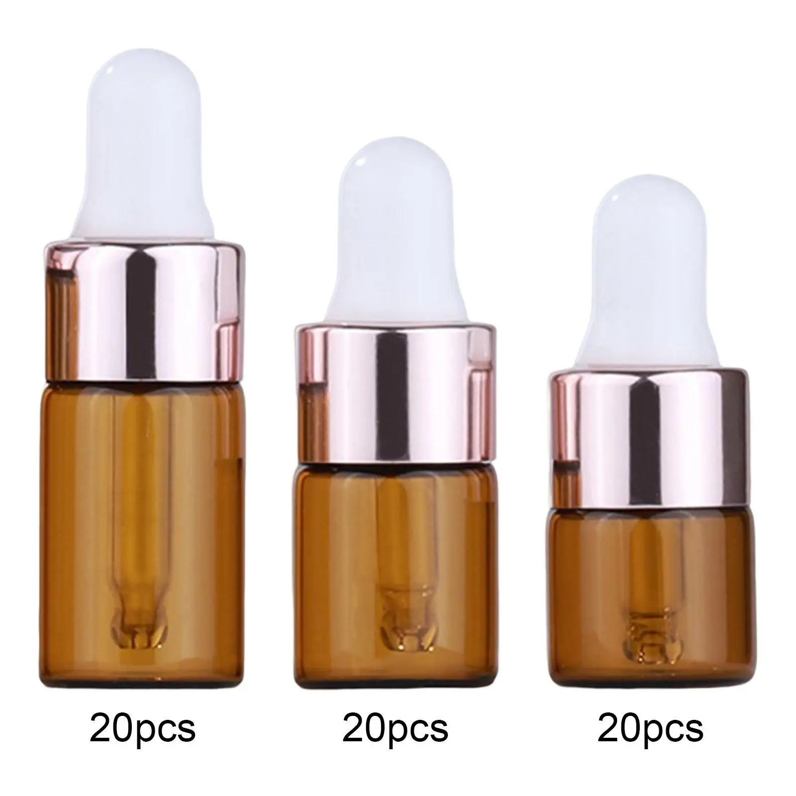 20 Pieces Mini Empty Glass Dropper Bottles Refillable Travel Bottles with Eye Droppers for Essential Oil Cosmetic Hair Oil