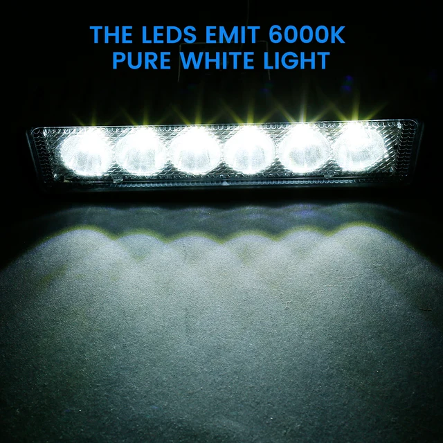 1/2/4Pcs LED Work Light Strip Shape Light Bar 6000K Flood Spot