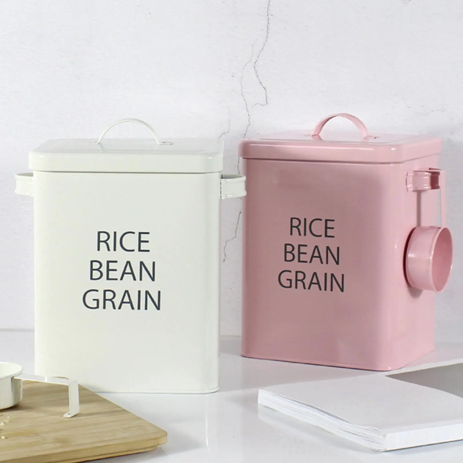 Storage Bucket with Spoon for Dry Food Pet Food Washing Powder Organizer