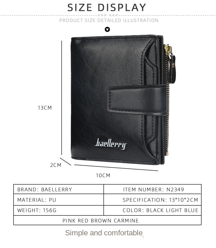 Baellerry Unisex-Geldbörse, multifunktional, modisch, klassisch, dreifach faltbar, Führerscheintasche_voghion.com