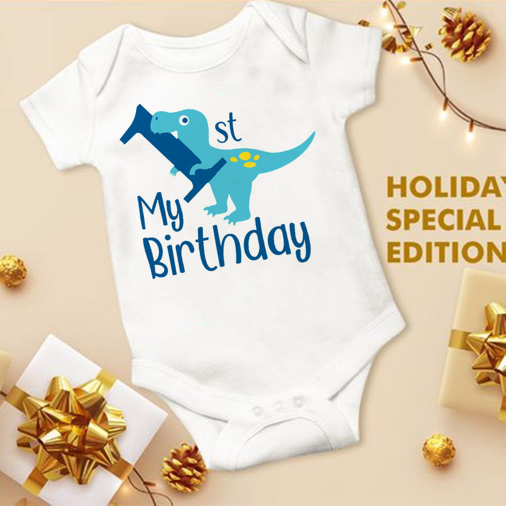 Mein 1. Geburtstag Neugeborenen Stram pler Sommer Säugling Körper Kleinkind kurze Prinz Ärmel Overall Baby Jungen Geburtstags feier Outfit Kleidung – Detail 21