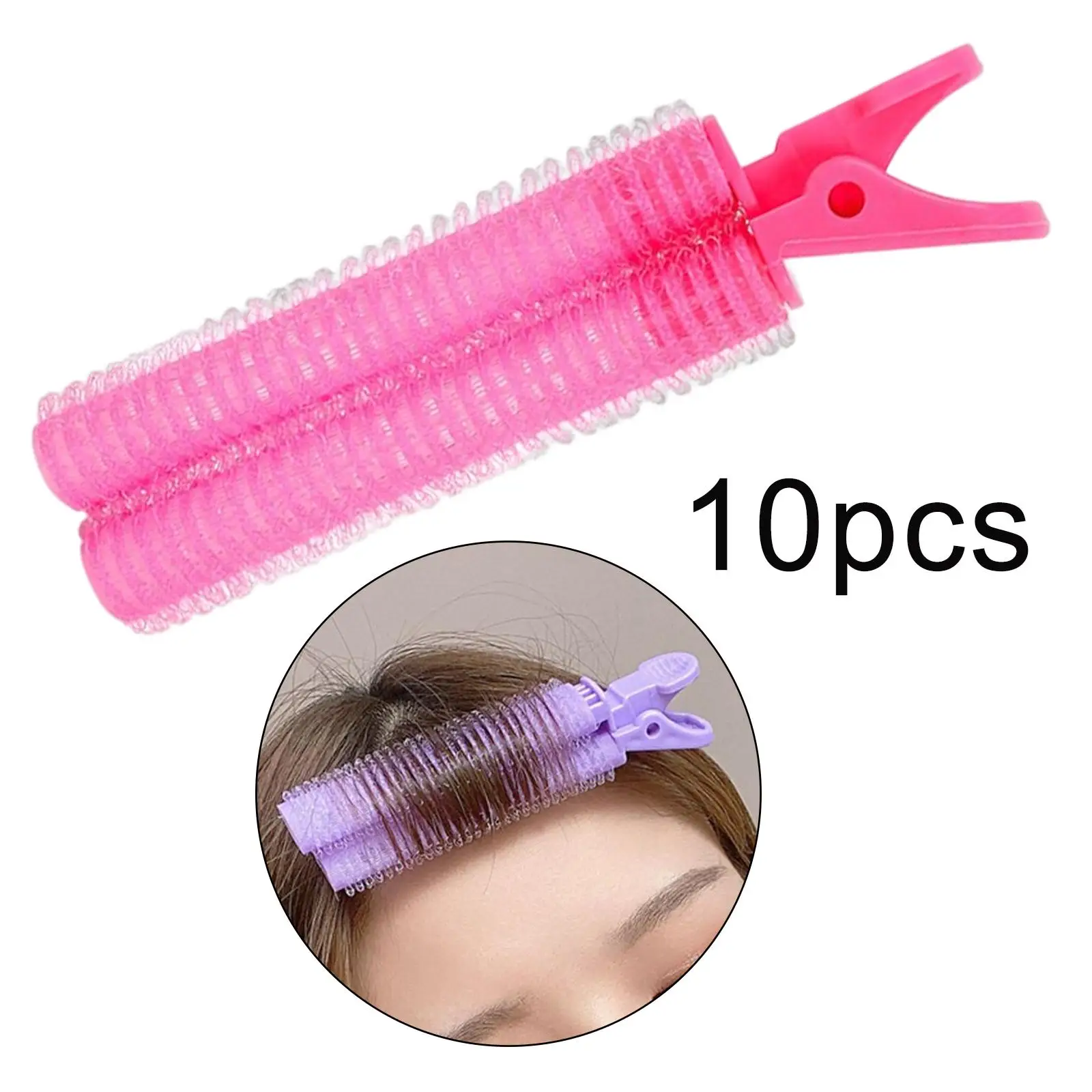 10Pcs Hair Bangs Curling Clips Washable Self Adhesive Hair Top Barrel Durable Reusable Hair Bangs Roller for Hair Styling Girls