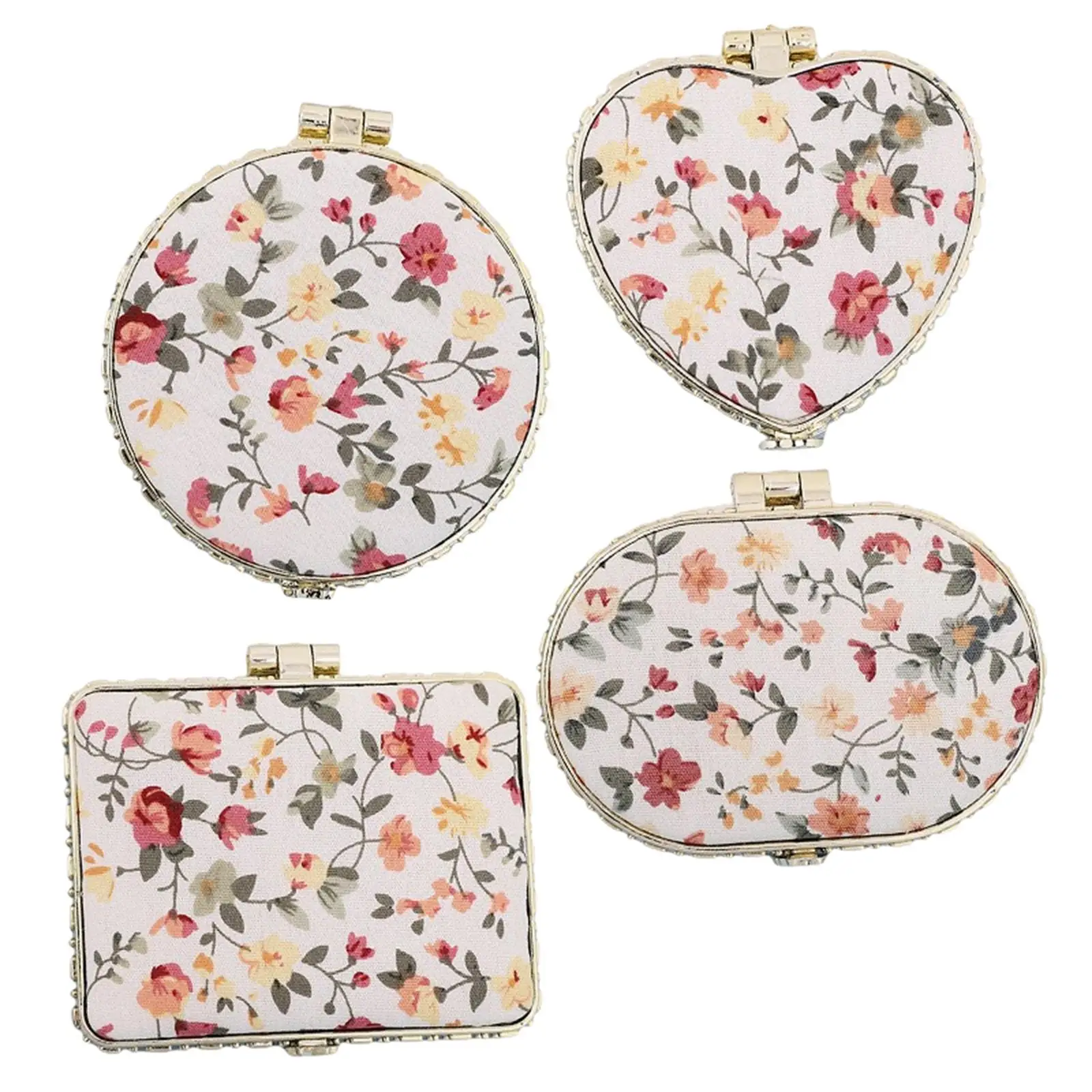 Portable Travel Makeup Mirror Folding Mirror 2 Sided Floral Printed Cosmetic Mirror for Purse Travel Home Office Girls Women