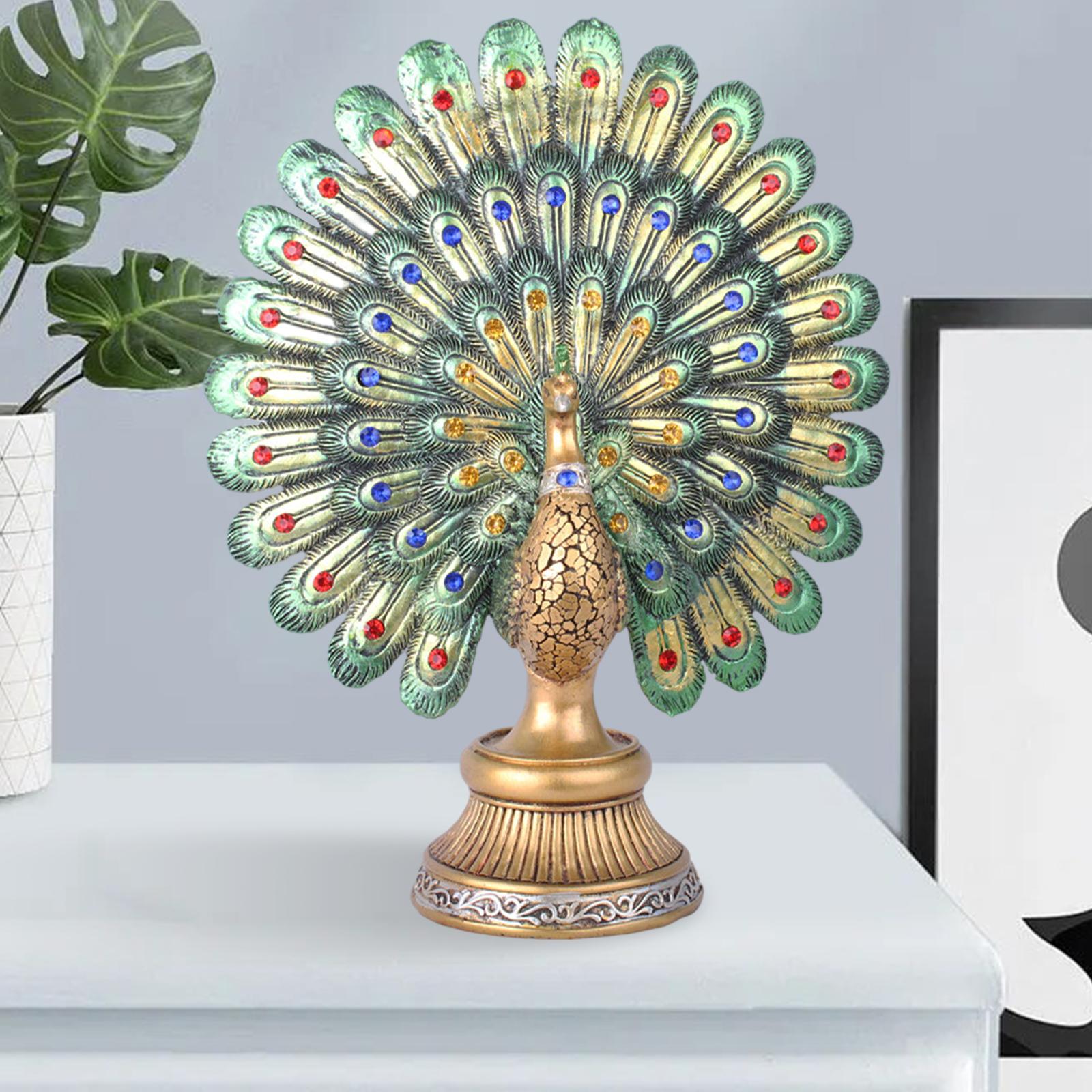 Creative Peacock Statue Sculpture Art Crafts Modern Animal Figurines for Garden Home Entry Decor Porch Entrance Accessories