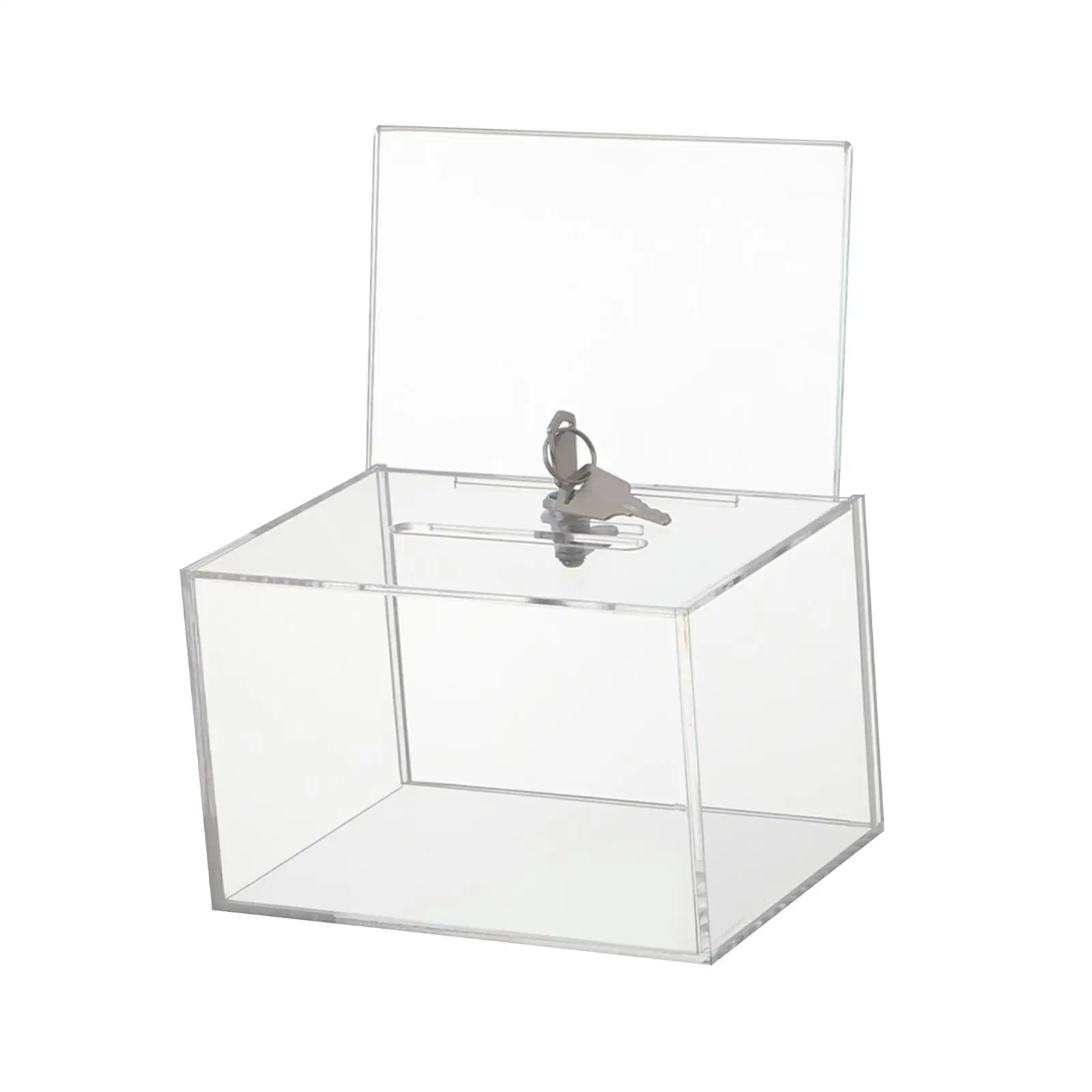 Acrylic Donation Box Transparent Lockable for Desk Tabletop Community Events