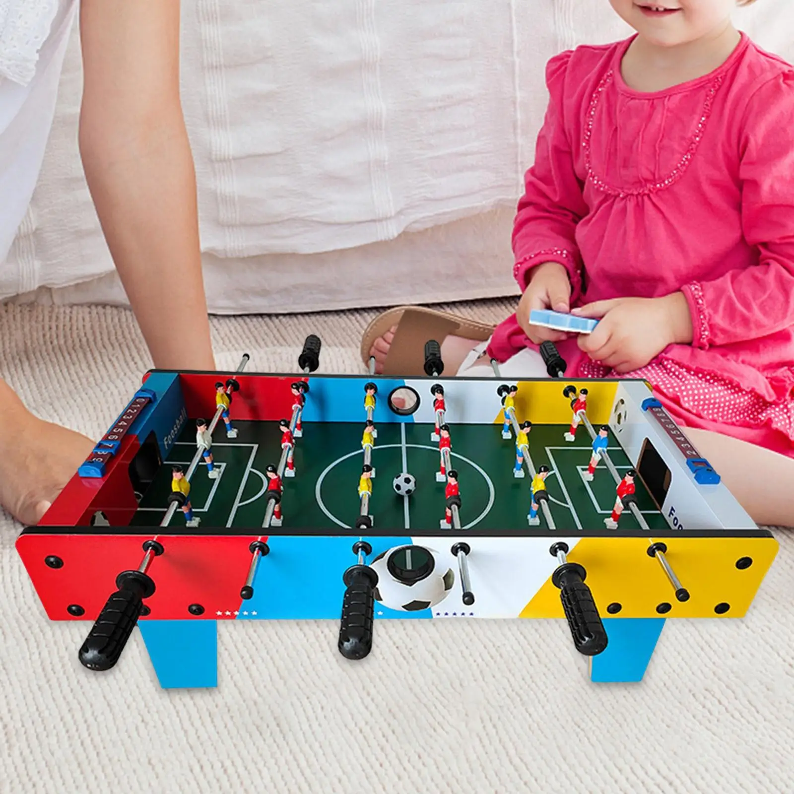 Portable Foosball Table Easy to Store Educational Toys Interactive Tabletop Football Games for Game Rooms Holiday Gifts Children