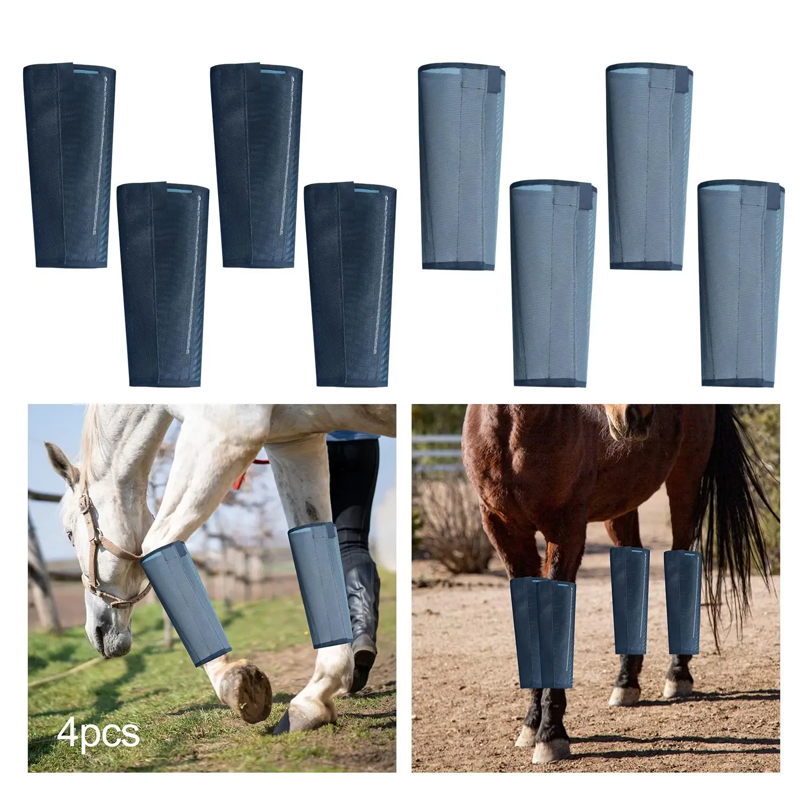 4Pcs Horse Boots Breathable Comfortable Mesh Outdoor Training Running Leg Gear Horse Leg Straps Leg Wraps Equestrian Accessories