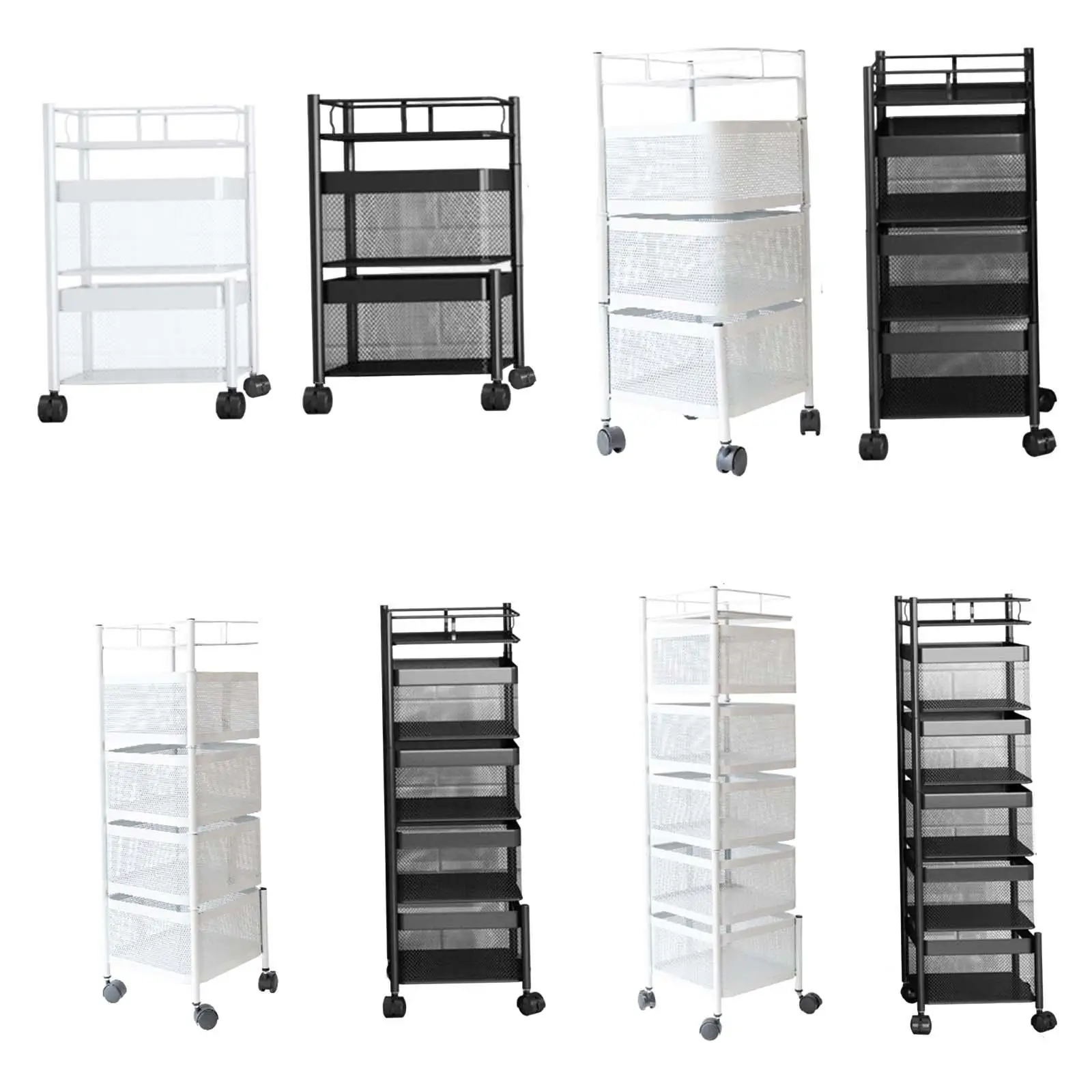 Heavy Duty Kitchen Shelf with Wheels, Shelves Cart ,Storage Trolley, for Household Bathroom