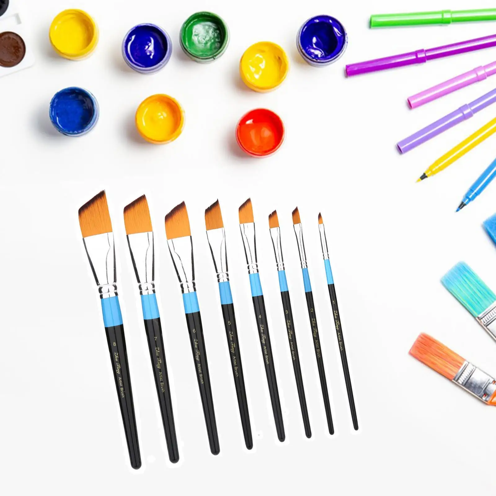 8 Pieces Paint Brush Set Professional for Beginner Pros Artist Brushes for Acrylic Gouache Watercolor Oil Arts Crafts Supplies