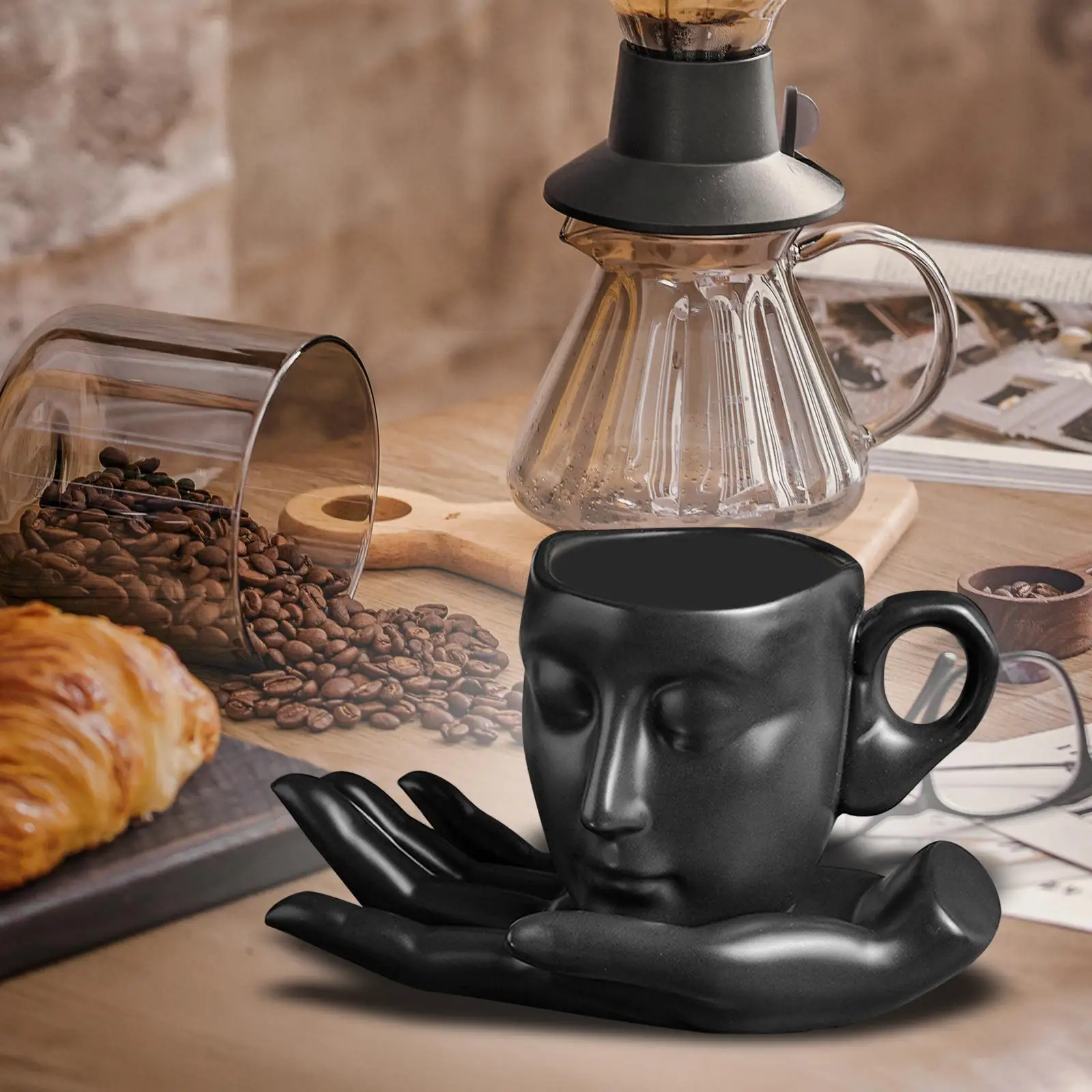 3D Human Face Mug Abstract Art Morning Cup Juice Water Cup Novelty 260ml for Tea Water Cappuccino Housewarming Anniversary