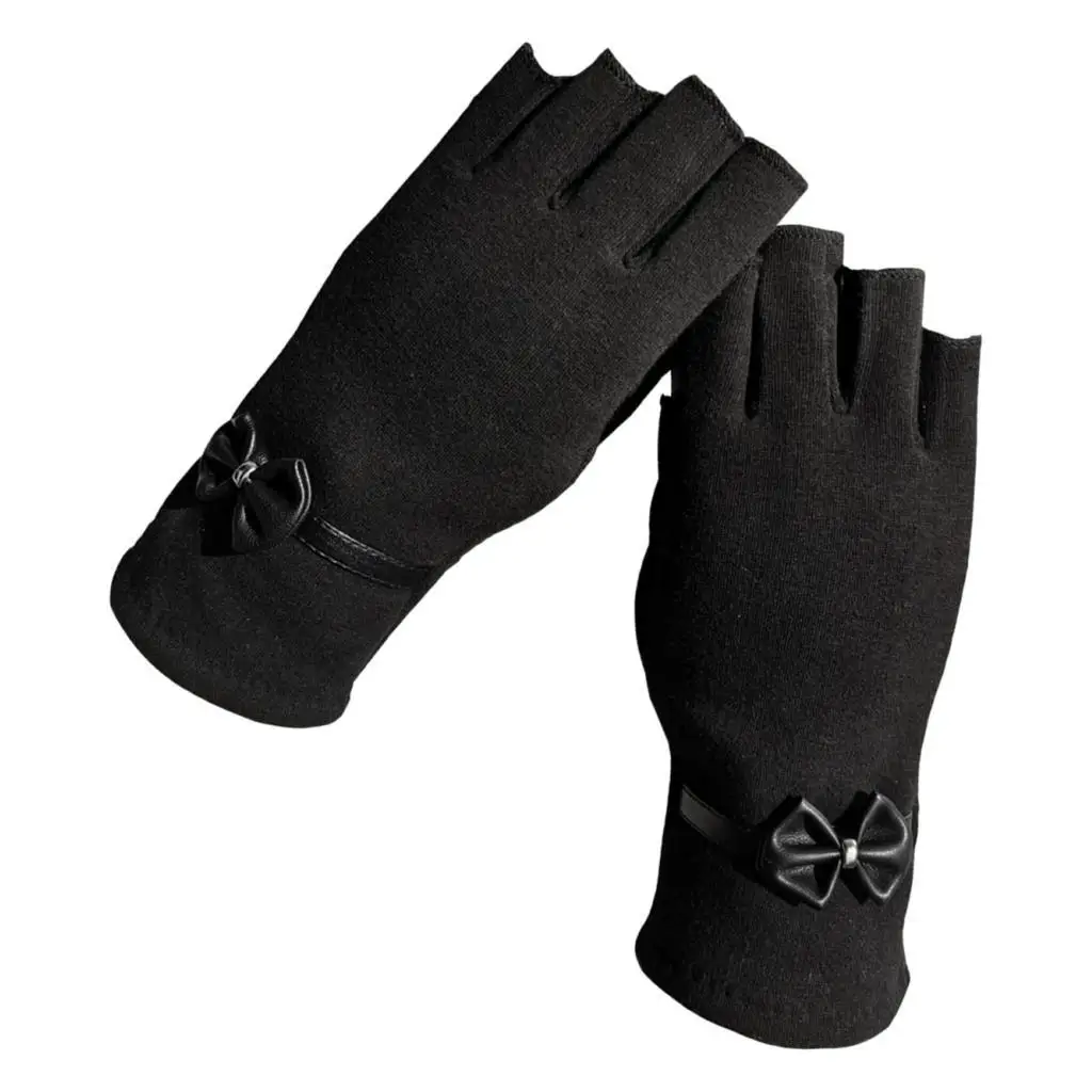 Winter Fingerless Half Gloves Motorcycle Warm Half Finger Cycling Gloves