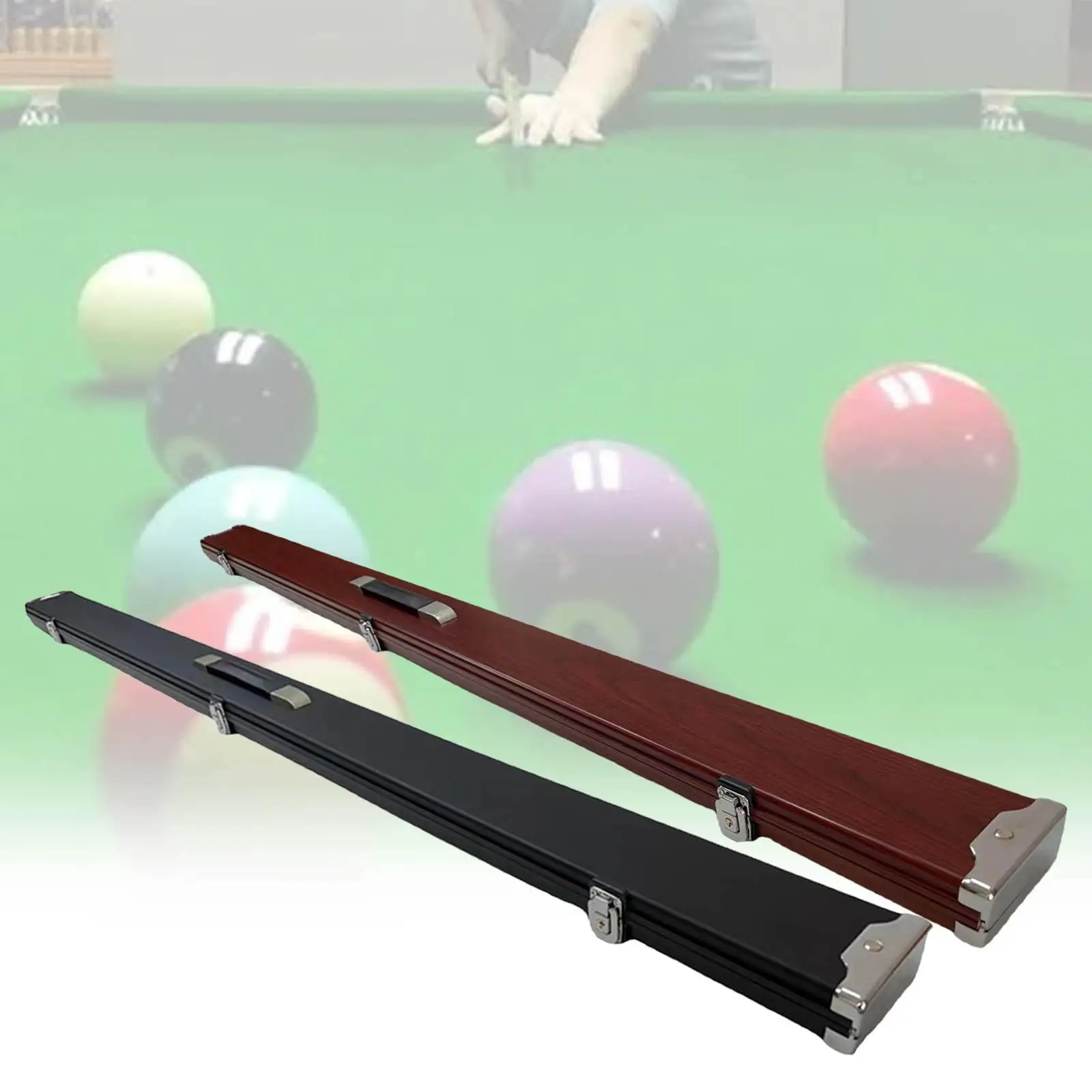 3 Slots Billiard Snooker Case Durable Aluminium Alloy with latches Black Pool