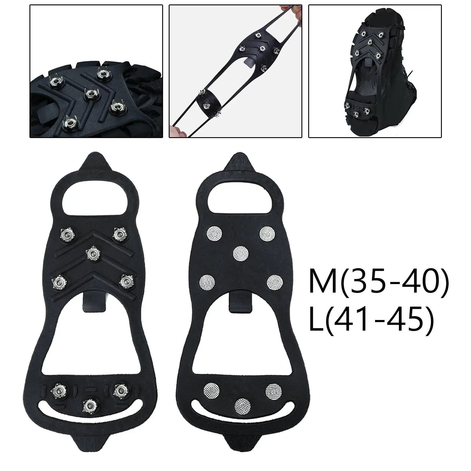 1 Pair 8 Spikes Crampons Non Slip Traction Crampon Spikes Grips for Walking on Snow and Ice Winter Mountain Roads Mountaineering