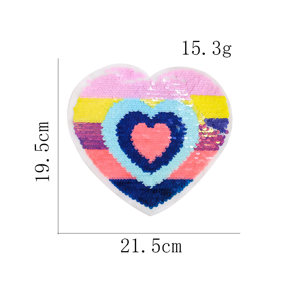 1PC Große Regenbogen Herz Nagel Glitter Patch kinder Mantel Zeigen Dekorative Zubehör DIY Bekleidung Nähen Sammelalbum Liefert – Detail 1