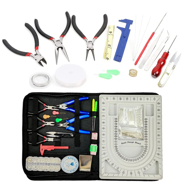 1 Set Jewelry Making Tools Kit with Bead Board For Bracelet Necklace Tray  Beading Measuring Tools Crafts Zipper Storage Case - AliExpress