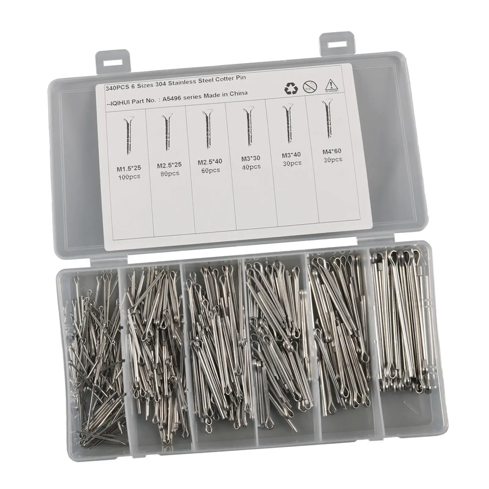 340 Pcs Holds Pins or Castle Nuts in Place Cotter Pin Assortment Split Pin Fastener Clips Straight Hairpins for Car Garage