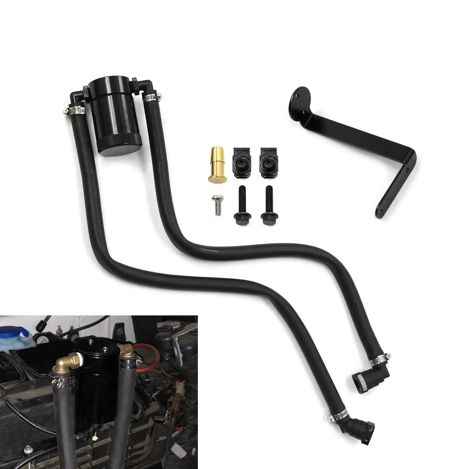 Car Passenger Side Oil Separator Black for Ford F-150 5.0L 2.7L 3.5L