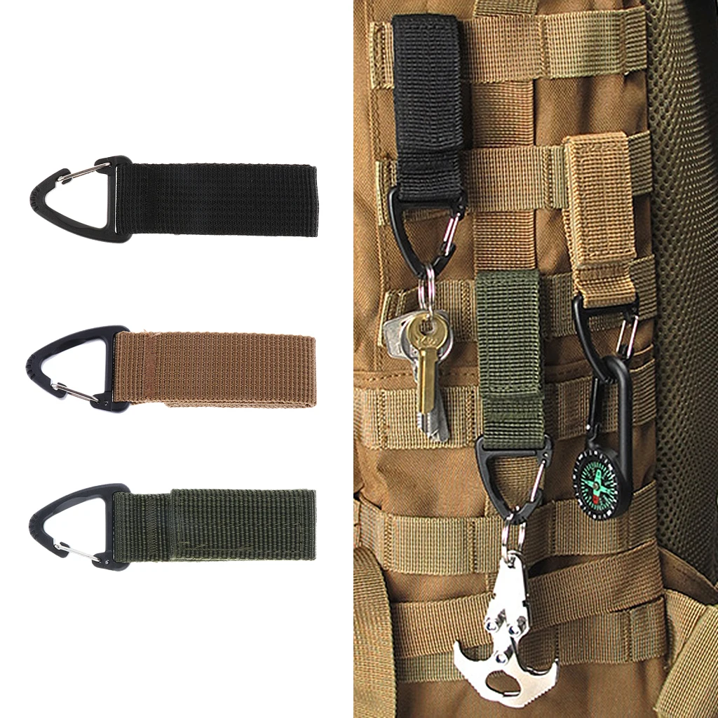 Outdoor Hiking Camping Hunting Molle High Strength Nylon Webbing Triangular Carabiner Clip Hook Mountaineering Accessory