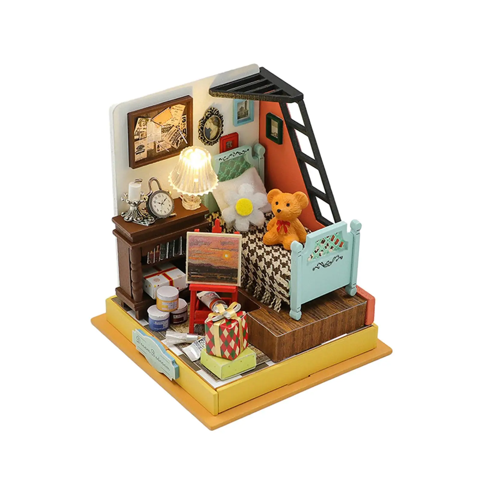 Handcraft Miniature Dollhouse Kits with LED Light Easy to Assemble Decorations Educational Toy 3D Puzzles Wooden Room Box Crafts