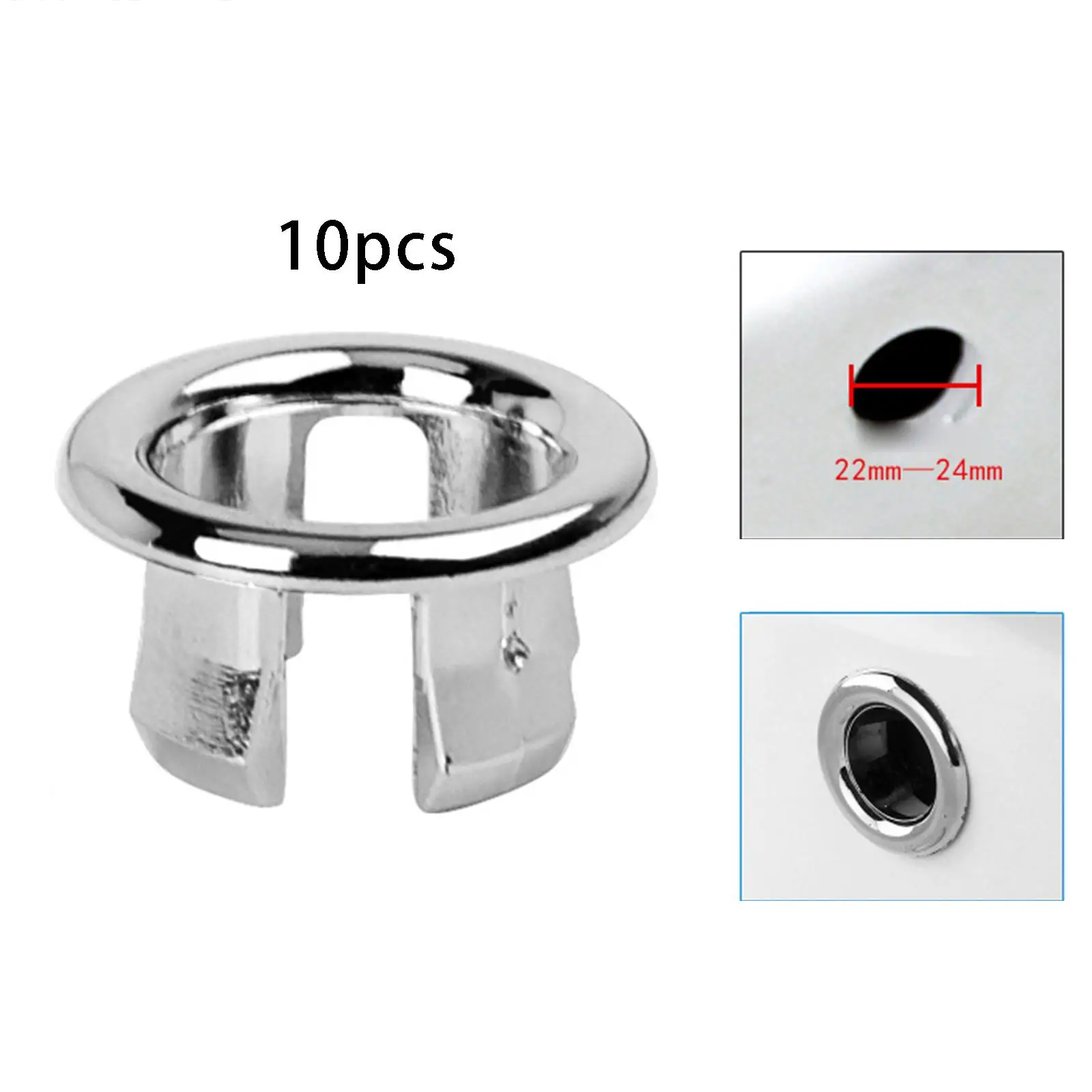 10x Round Basin Cover Sink Hole Cover Wash Basin Overflow Ring Overflow Trim Ring for Kitchen Bathroom Bathtub