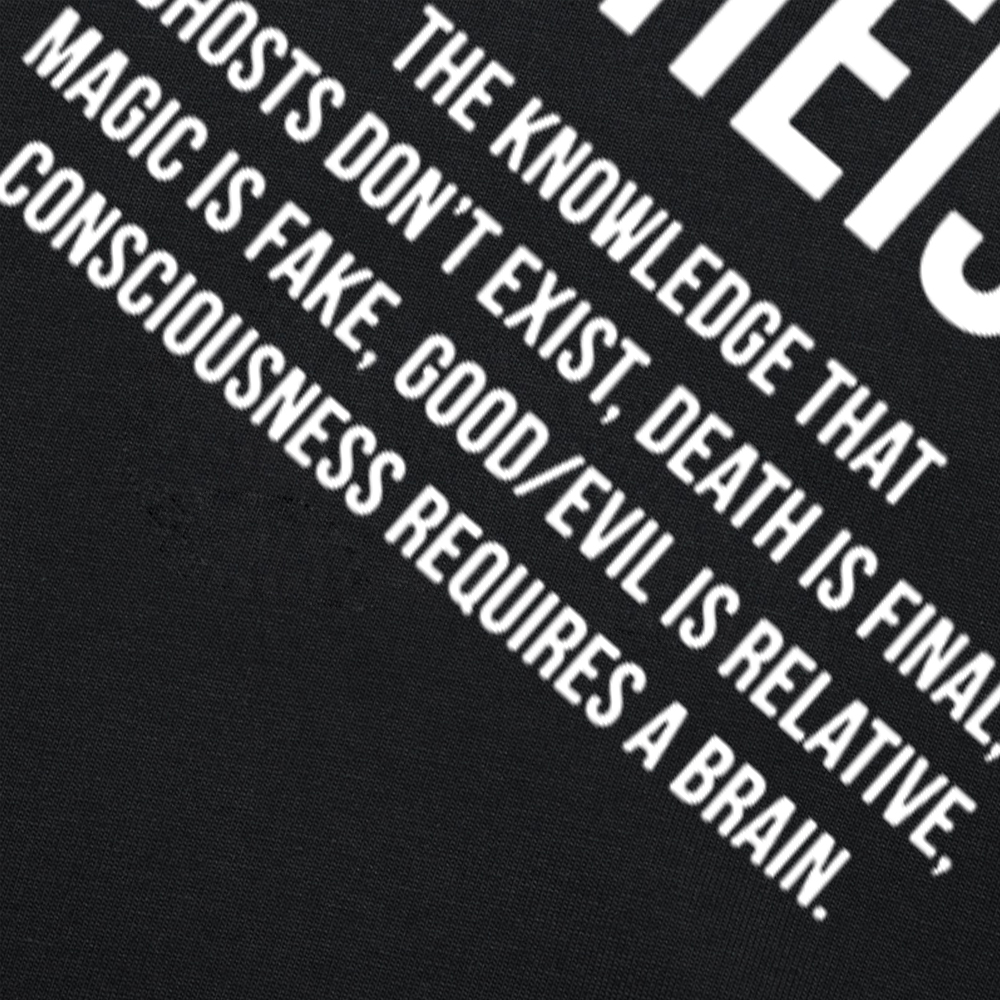 Atheismus lustige Definition Zitat Anti Religion Atheist Geschenk Witz T-Shirts Grafik Baumwolle Streetwear Kurzarm T-Shirt – Detail 5