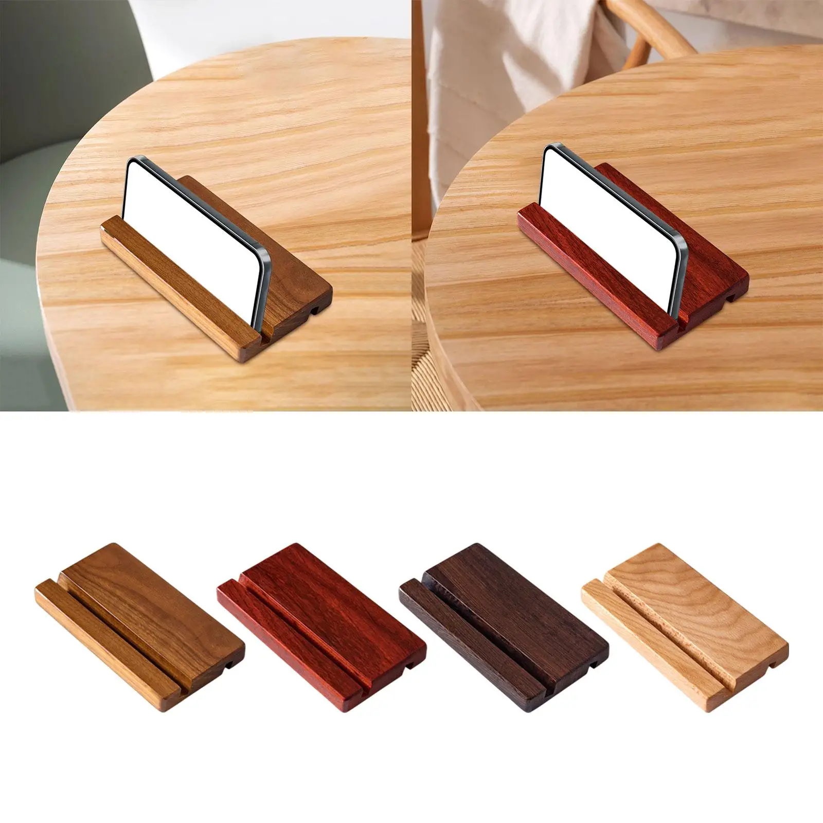 Wood Phone Holder Dual Slots Display Stand Office Desk Accessories Easy to Use Phone Bracket Phone Support for Phones E Readers