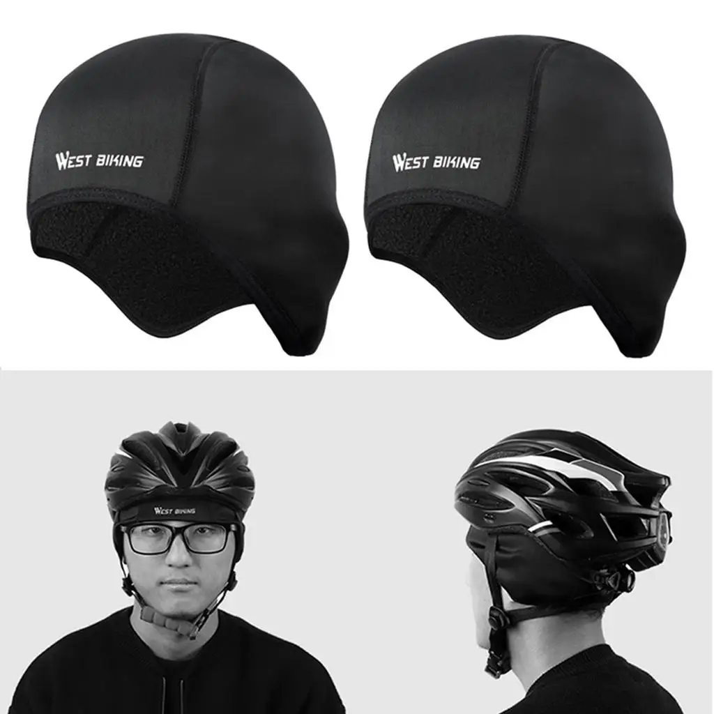 2pcs Cycling Helmet Liner Motorcycle Helmet Liner Skull Cap Padding Black