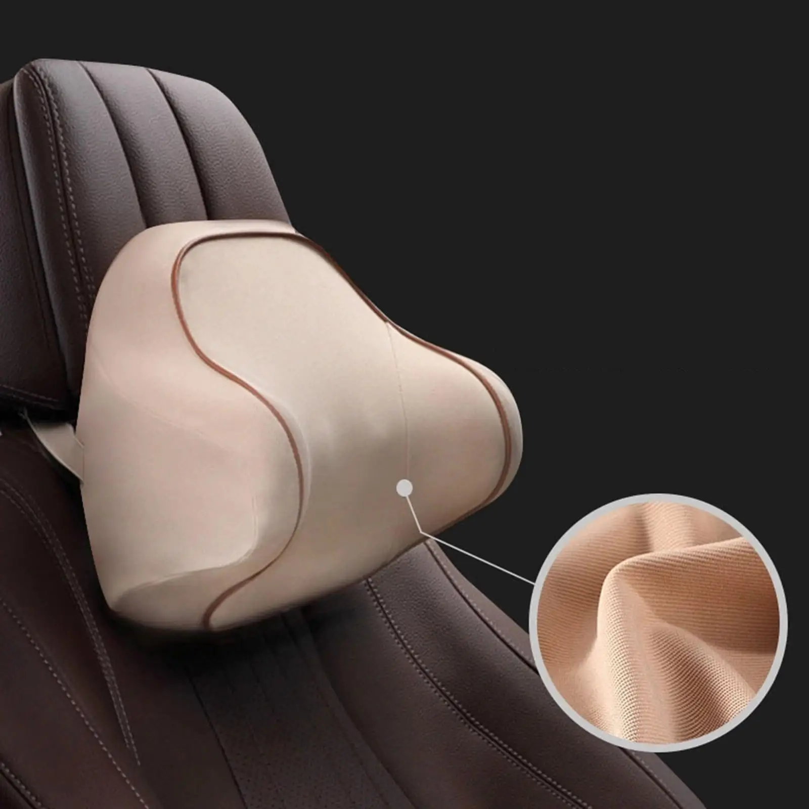 Auto Car Seat Pillow Head Support Neck Rest Memory Foam Relieve Muscle Tension High Density Space Adjustable Elastic Band