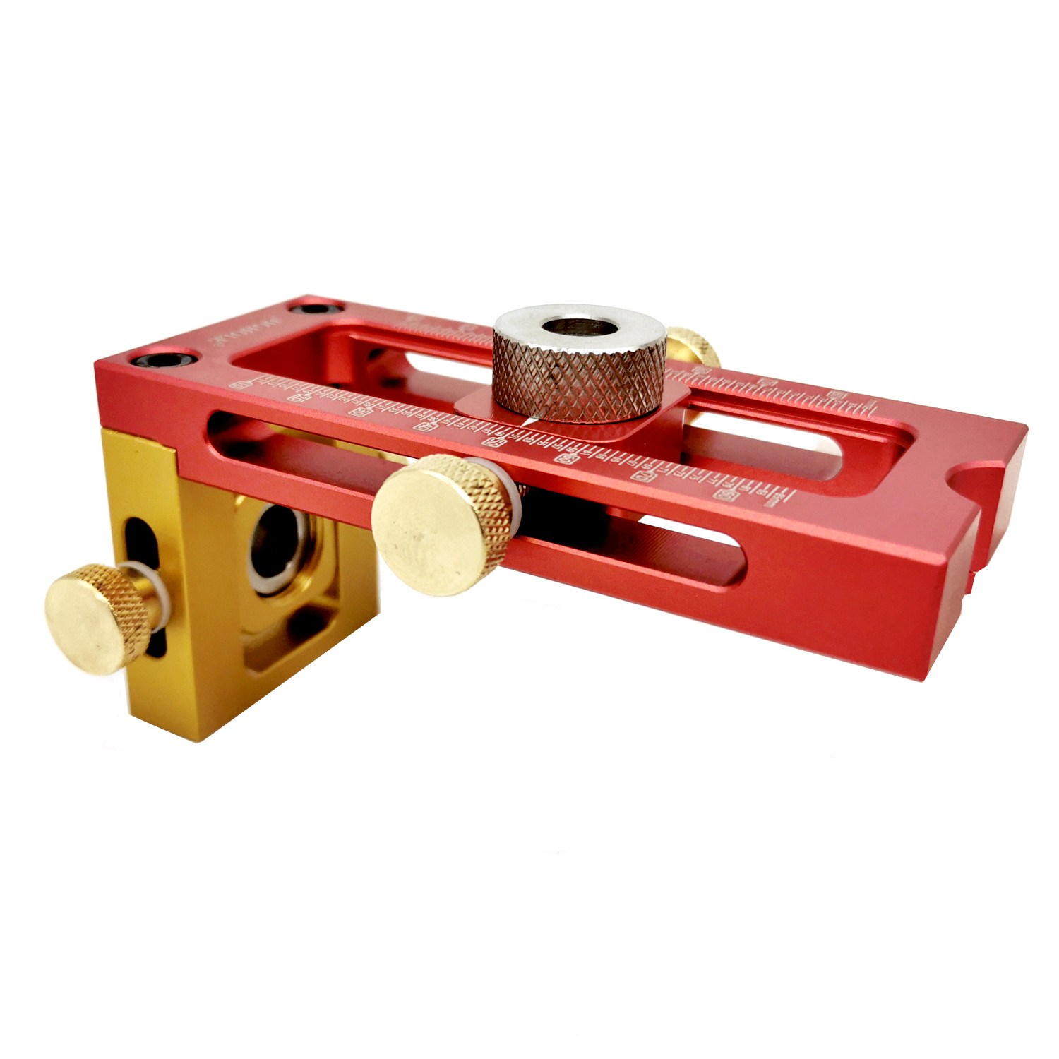 2-in-1-Schraubenvorrichtung, verstellbares Aluminium-Kreuzdübel-Bohrer-Führungsset, Holzbearbeitung, Taschenlochvorrichtung für Bett, Schrank, Schraubenstanzer, Locator – Detail 8