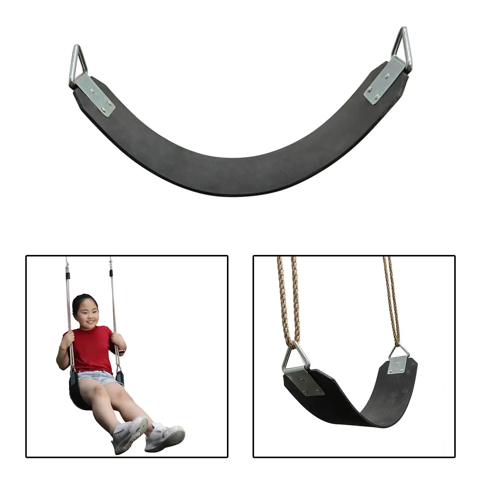 Rubber Swing Seat Garden Swings with Metal Triangle Rings Kids Toddler Toys Yard Swing for Park Gym Backyard Yard Outdoors