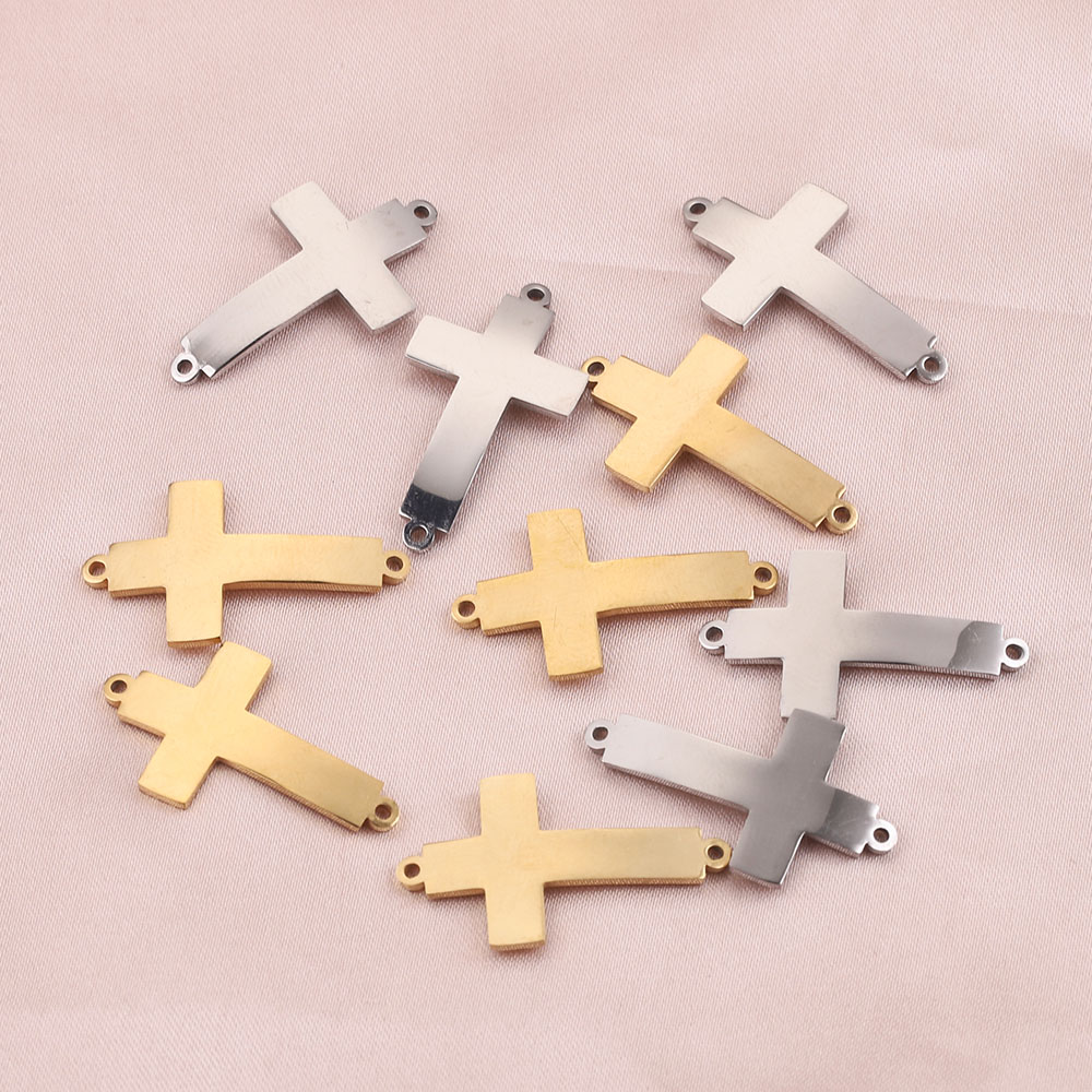 5 stücke Gold-Platte Edelstahl Biegen Kreuz Charme Stecker Doppel Loch Schmuck Machen Liefert Schmuck Erkenntnisse Anhänger – Detail 7