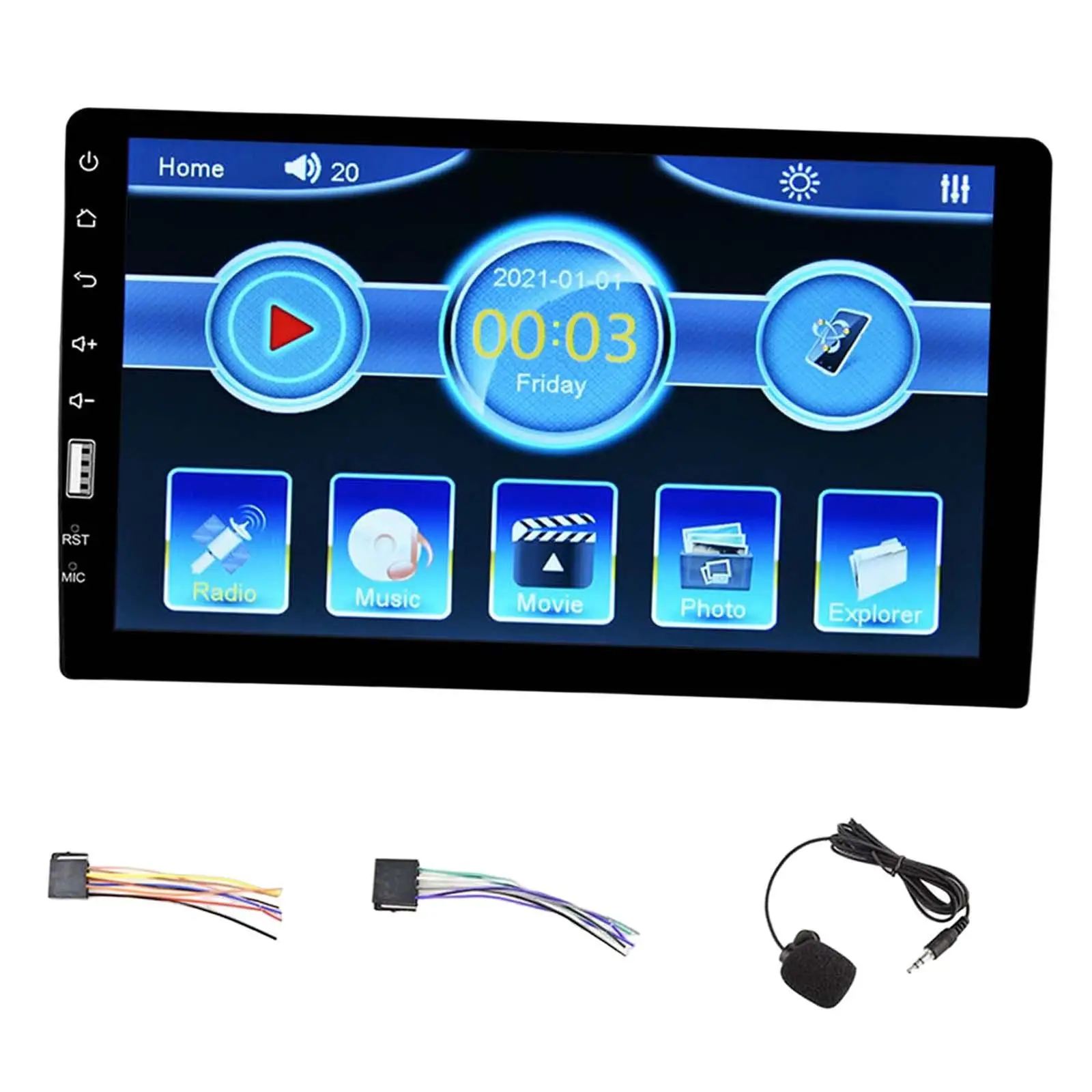 Multimedia Player Hands Free Calling Multicolor Background Lights Car Stereo Radio for Automobile
