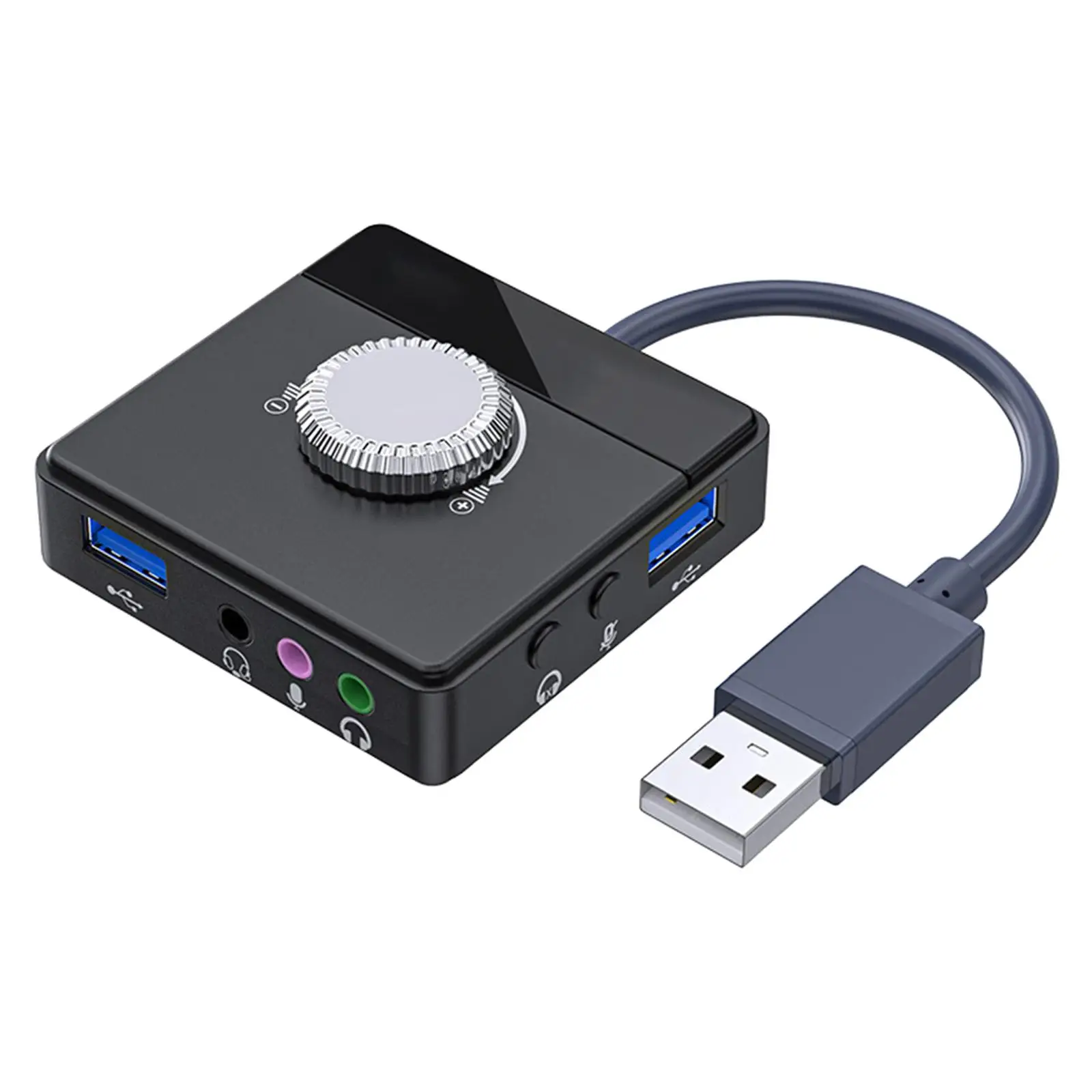 Sound Card External Stereo Audio Adapter 3 Ports Multifunction for USB Flash Disk