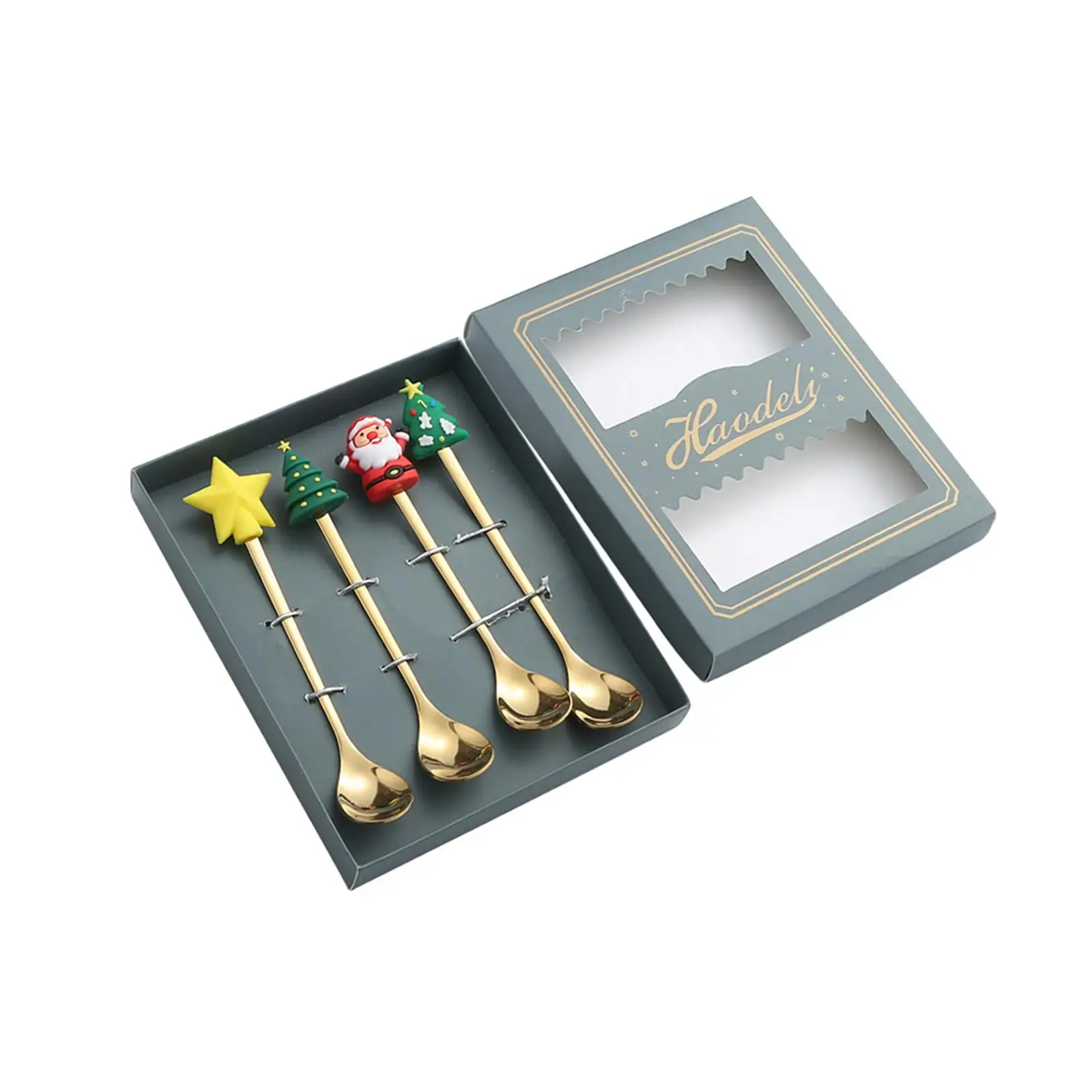 Christmas Spoons Tablespoons with Christmas Decoration Cutlery Dessert Spoons for Drinks Juice Ice Cream Milkshakes Party Favors