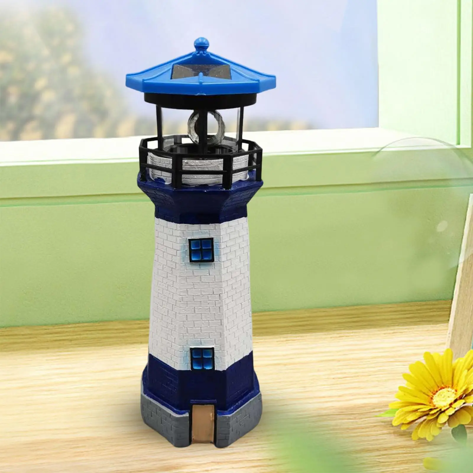 Windmill Solar Lighthouse Landscape Lamp Decoration Premium Waterproof Resin Rotating for Balcony Patio gift Lawn