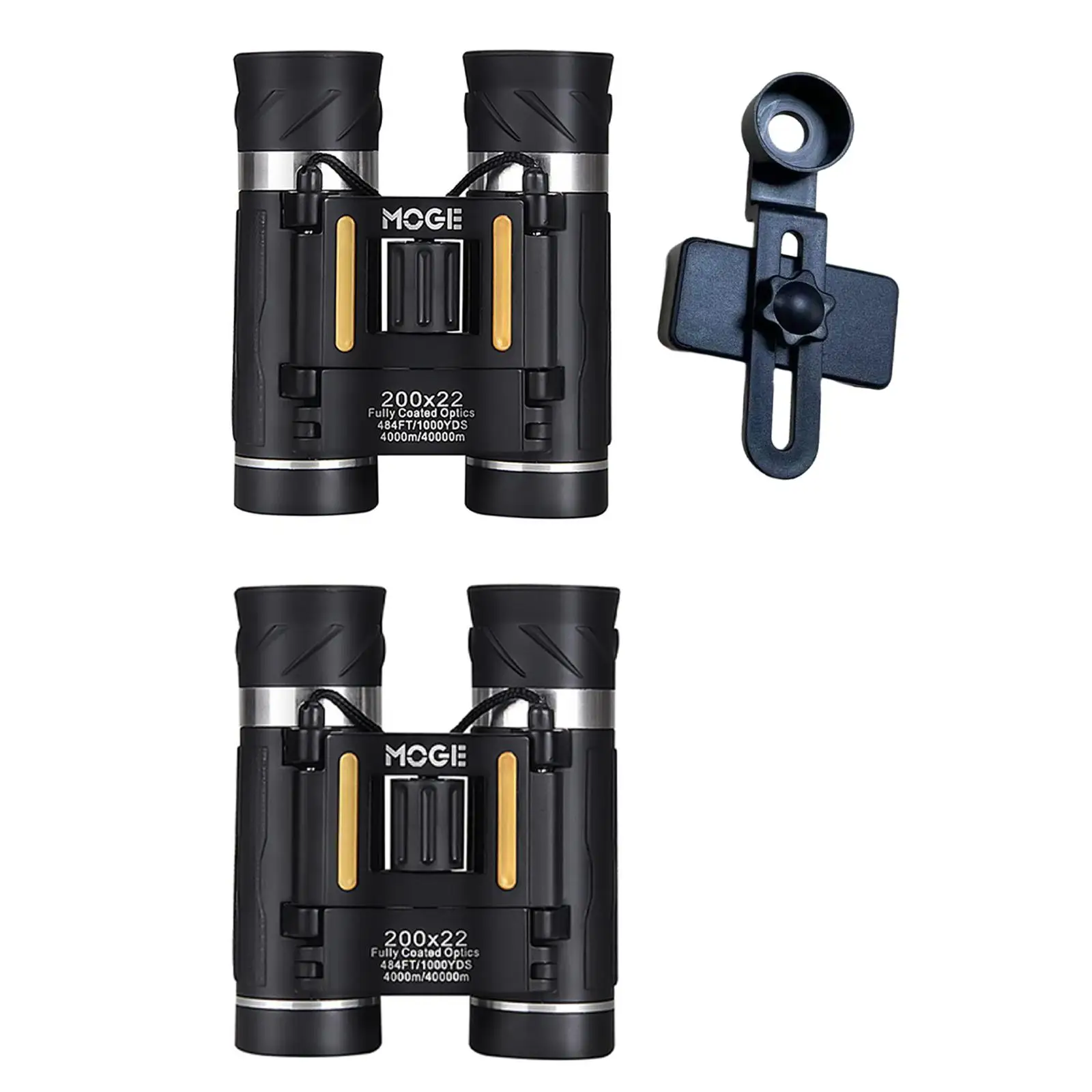 200x22 Large Eyepiece Professional Compact Small IPX7 Waterproof Durable Binoculars for Hiking Opera Sightseeing Wildlife Black