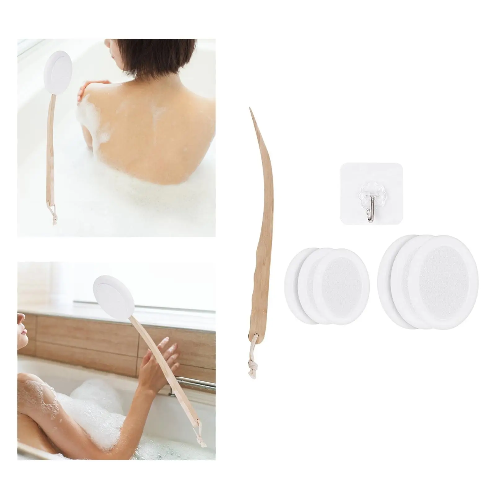 Back Scrubber Bath Brush Body Cleaning Tool Brushing for Women Men Shower