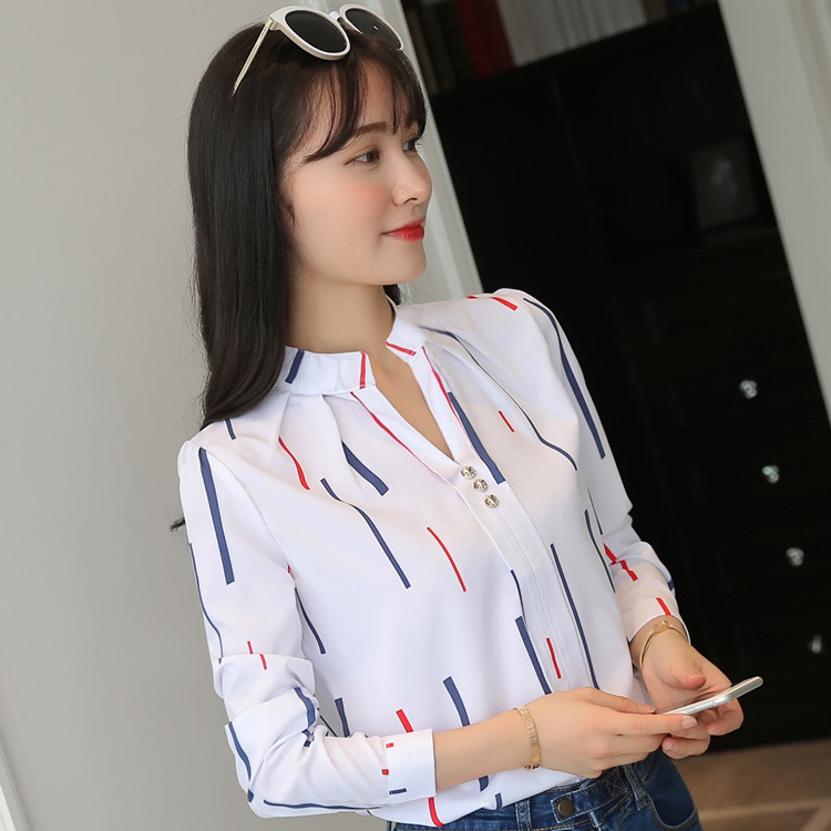 Title 17, Stripe White Women Shirt Korean Fashion Women