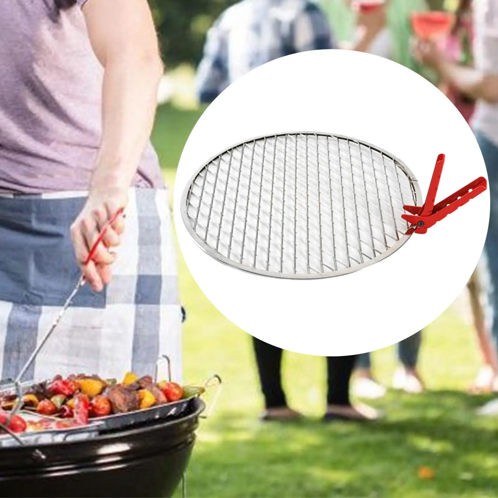 BBQ Grill Pan, Non Stick Roasting Barbecue Grill Pan, Round Grill Set for Indoor Outdoor Camping BBQ