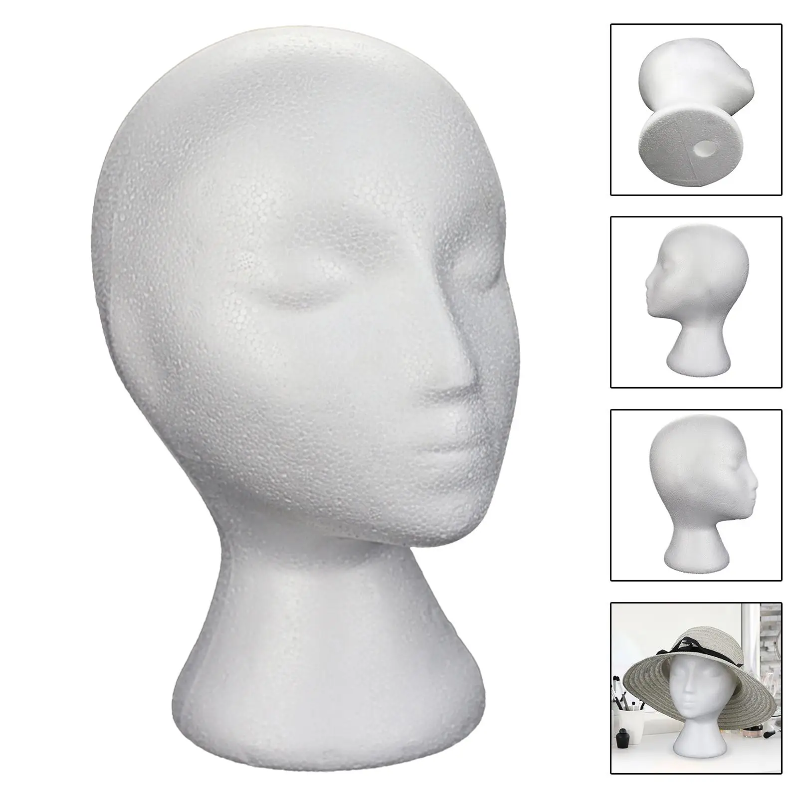Foam Wig Head Professional White Multi Functional Female Mannequin Manikin Head Hat Display Stand Hat Rack for Salon Home Props